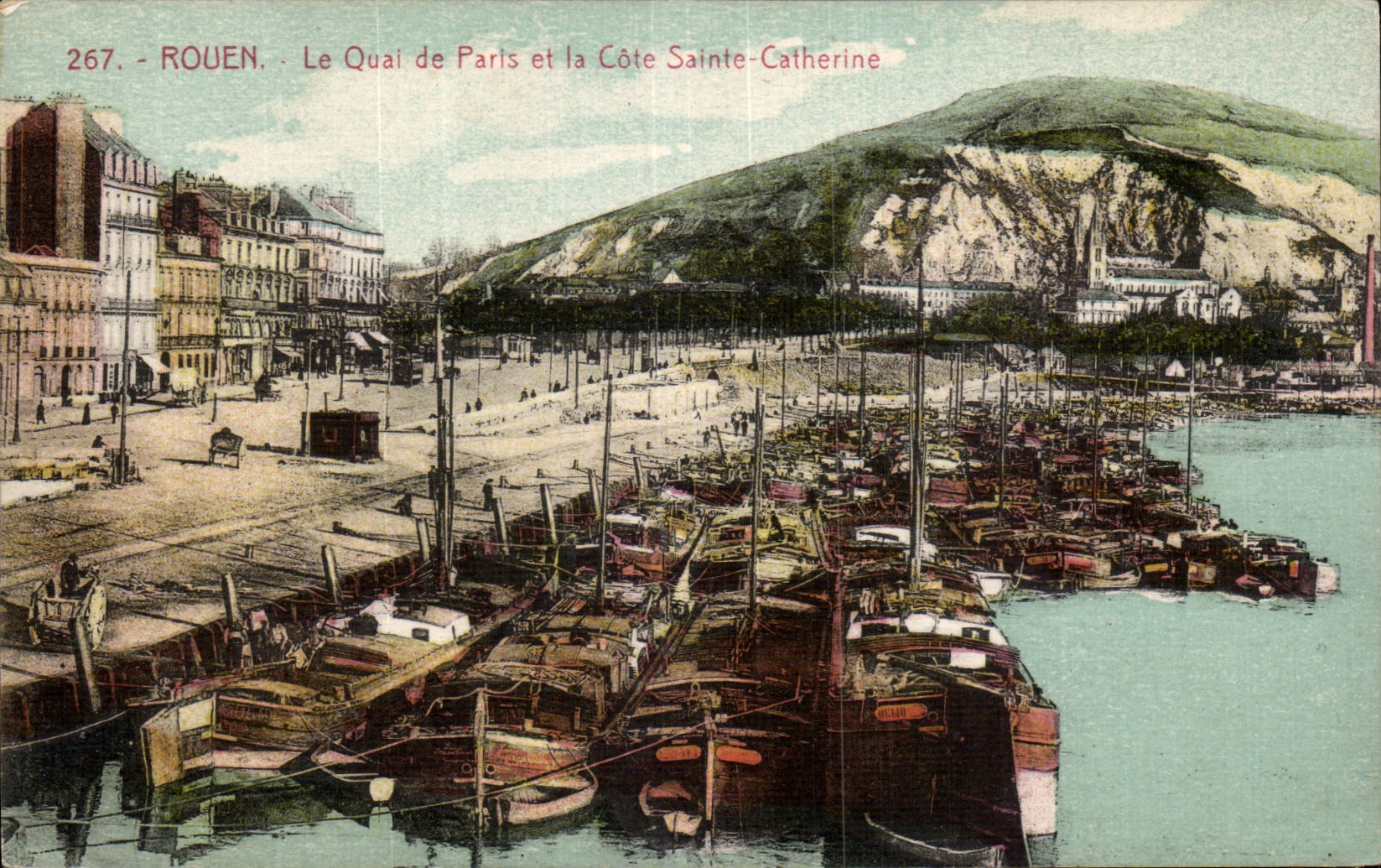 CPA Rouen the quay of Paris and the dimension Sainte Catherine