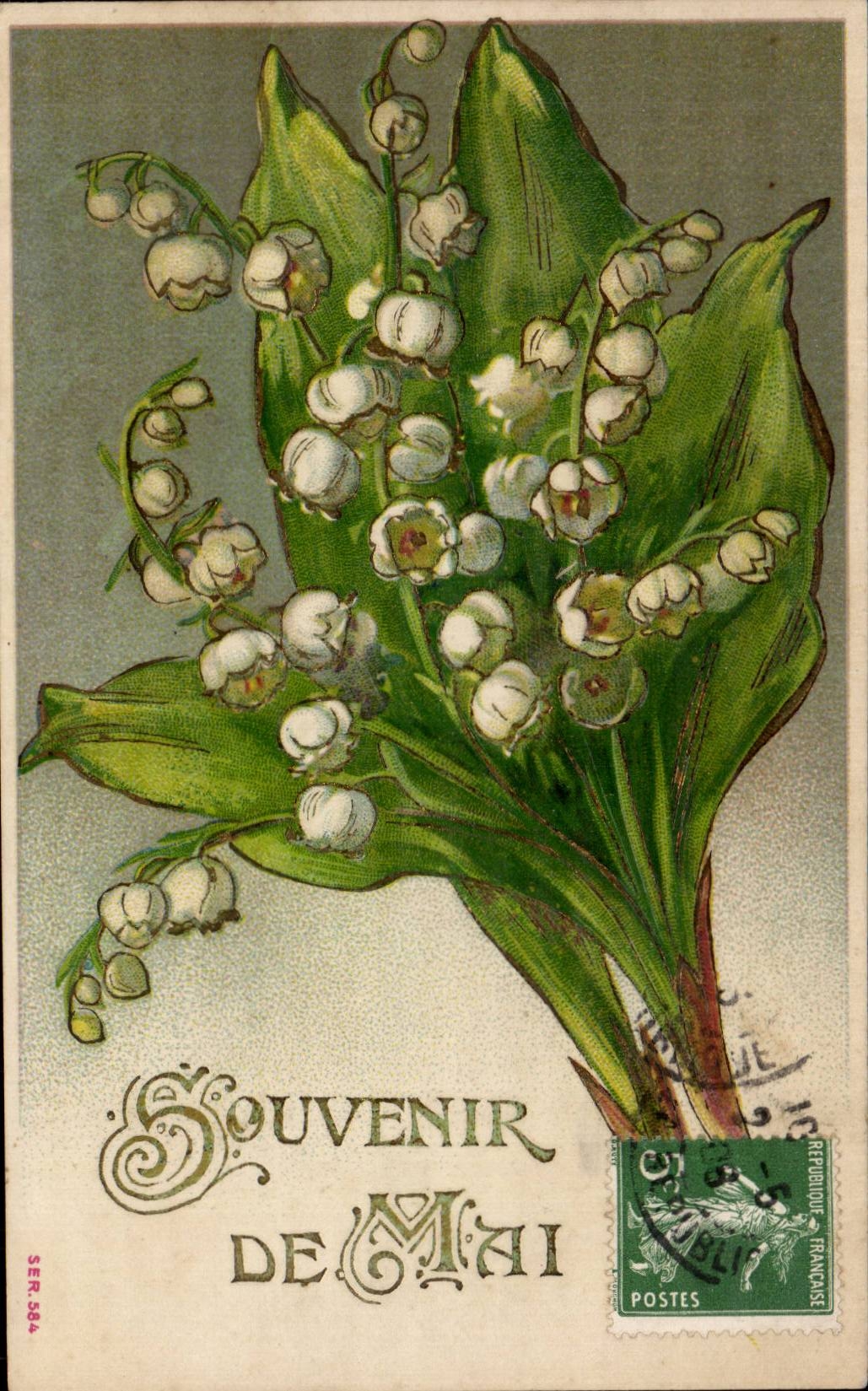 CPA Fantaisie Fleurs Muguet Souvenir de Mai