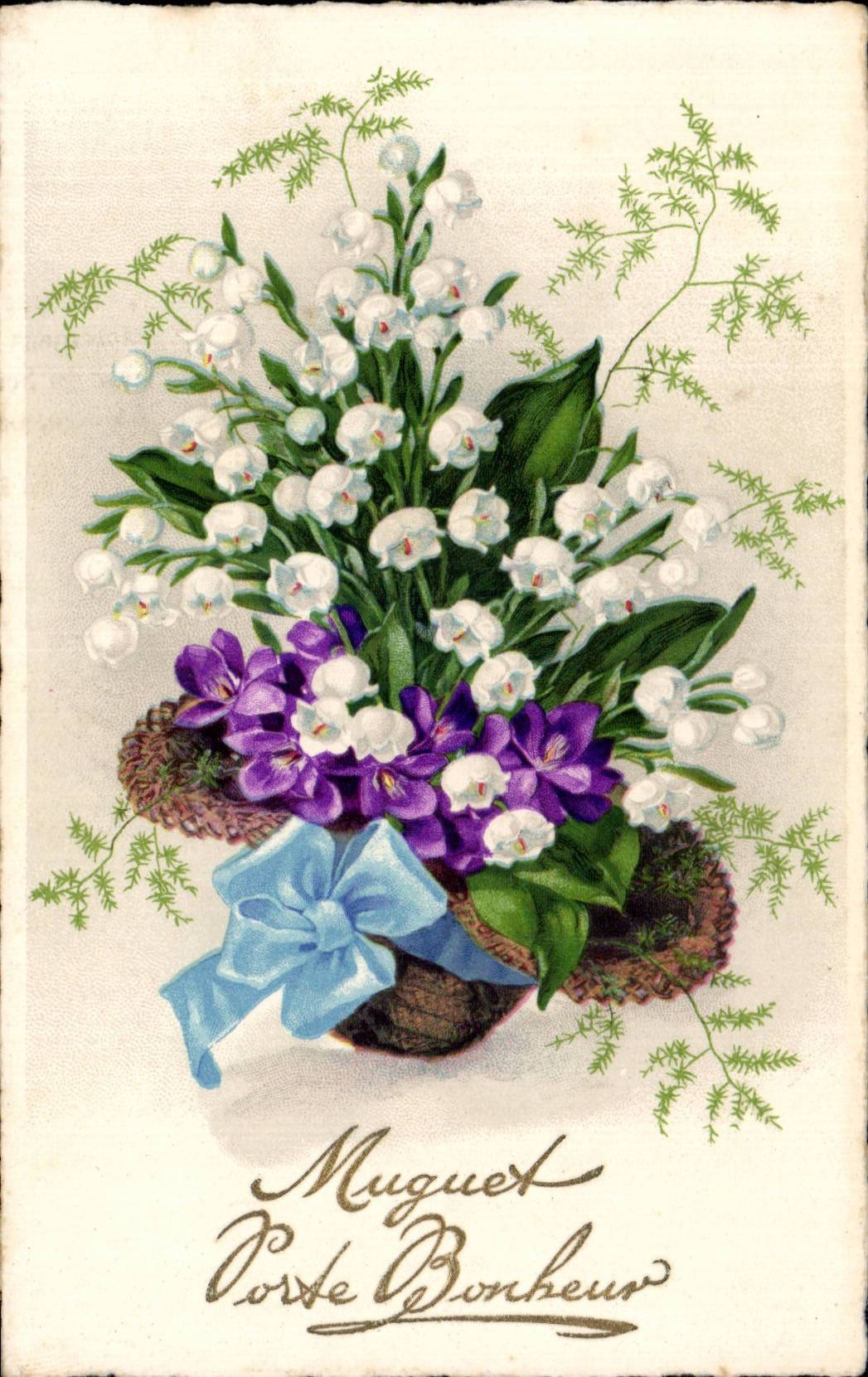 CPA Fantaisie Fleurs Muguet Porte bonheur