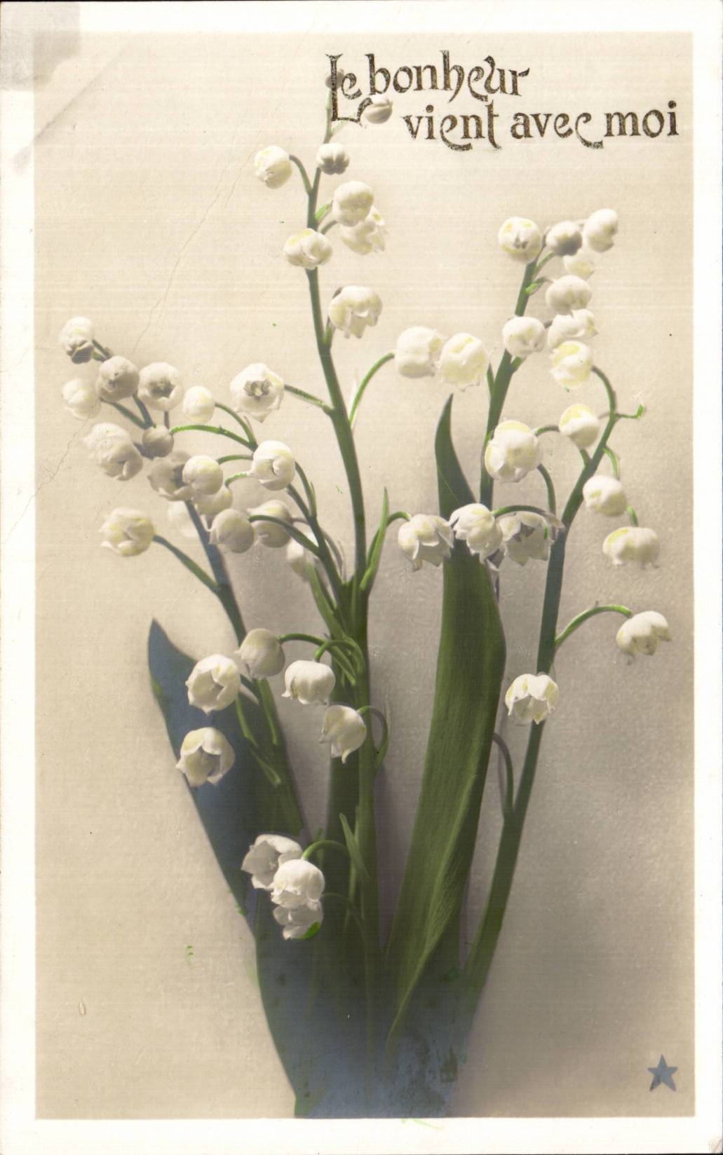 CPA Fantaisie Fleurs Muguet Le bonheur vient avec moi