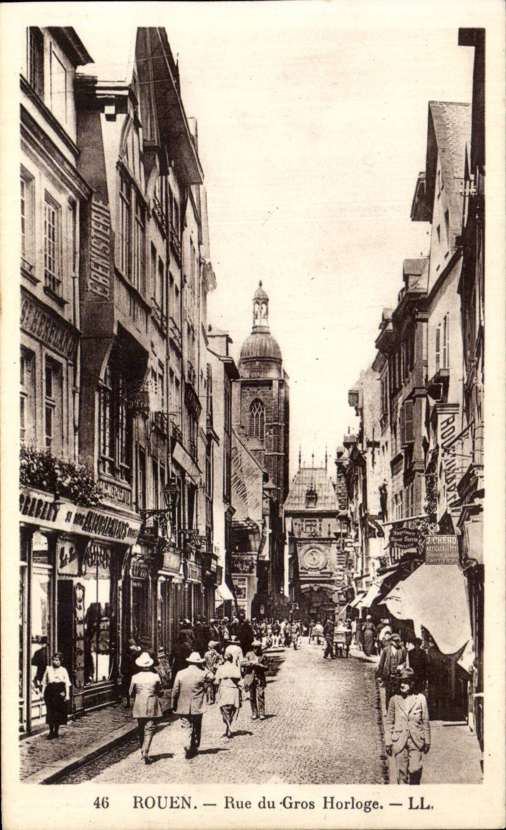 CPA Rouen Street of the large clock