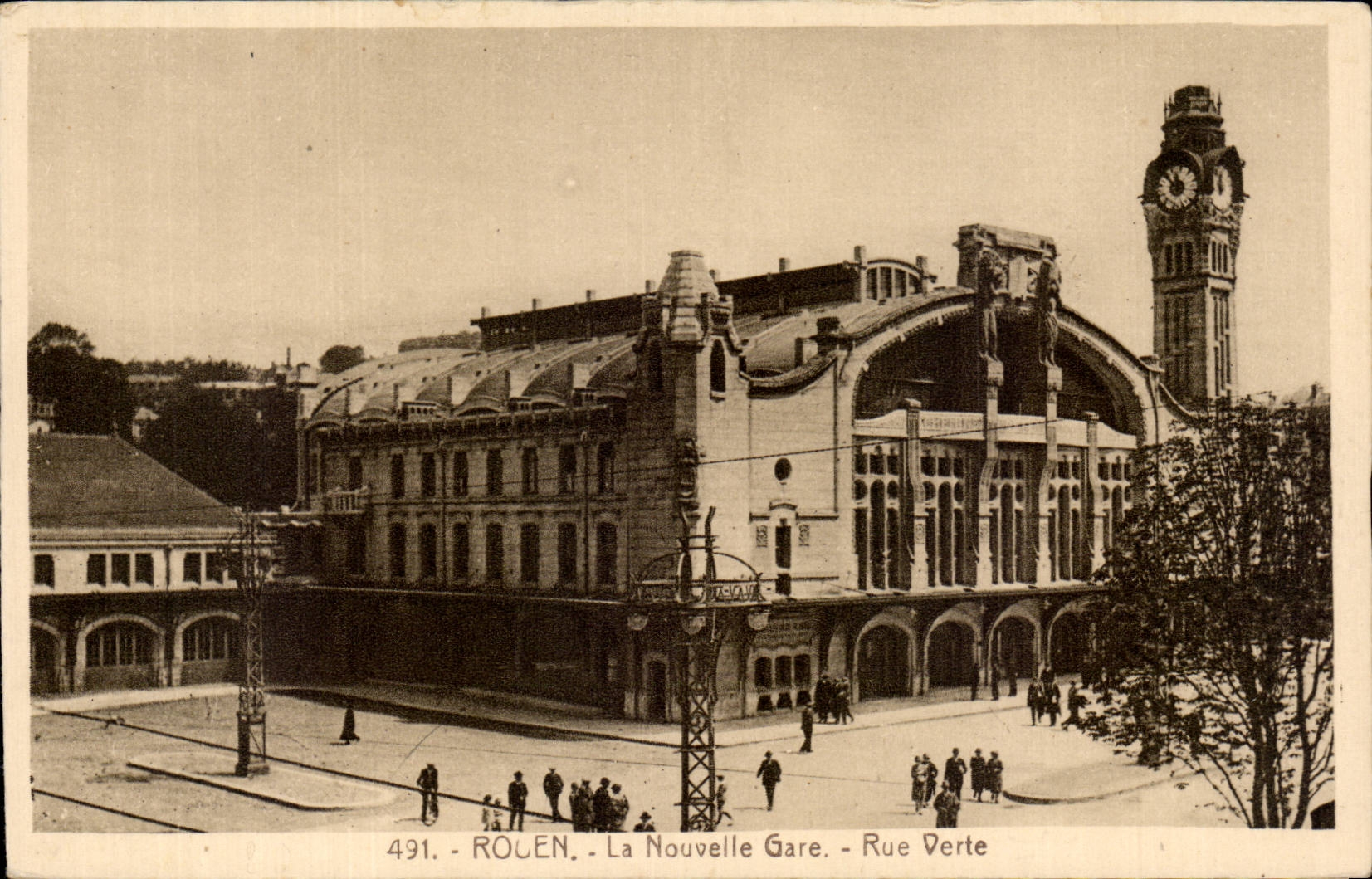 CPA Rouen the new station green Street Arts deco