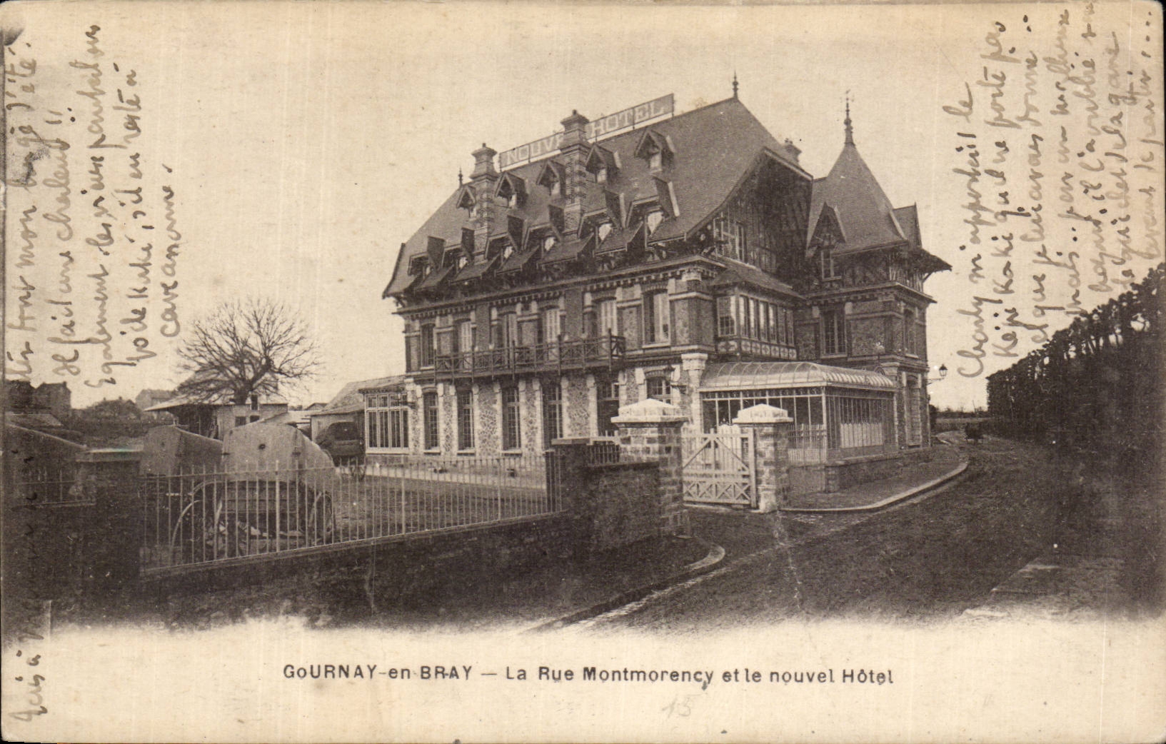 CPA Gournay in Bray the street Montmorency and the new hotel