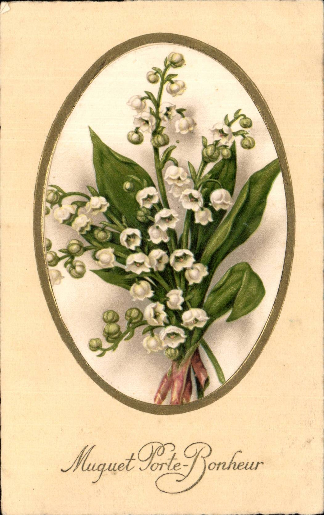 Fleurs Muguet - Porte Bonheur - Lily of the Valley - CPA 