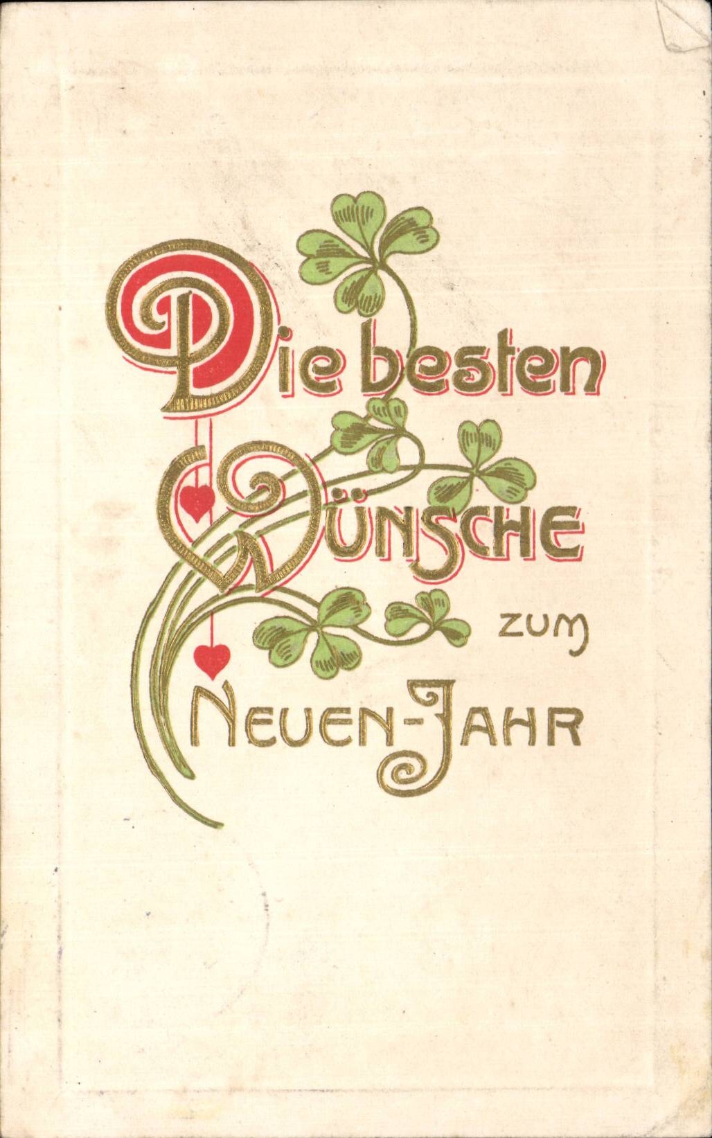 Festivals - Wishes - Die besten Wunschen zum neuen Jahr - clover - furnace leaf clover - carries happiness - CPA