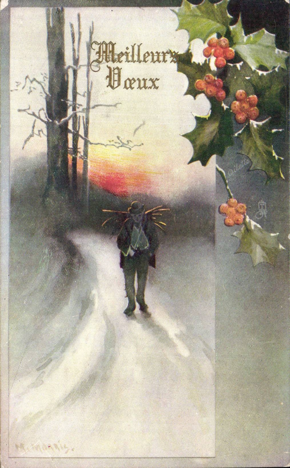 Festivals - Wishes - Better Wishes - houx - holly - Gate Happiness - CPA