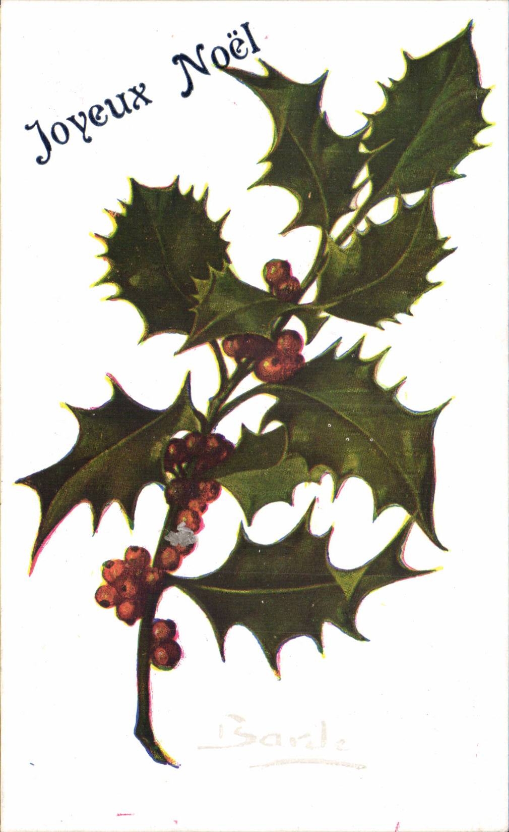 Fetes - Voeux - Joyeux Noel - houx - holly - CPA 