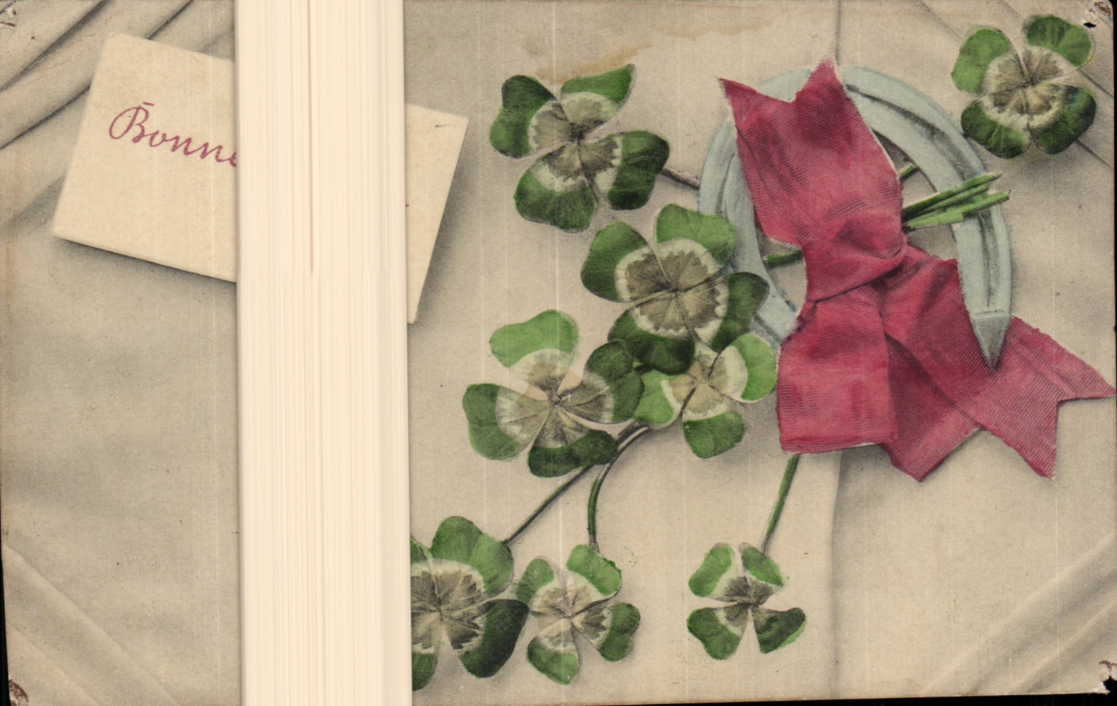 Festivals - Wishes - Happy New Year - clover - furnace leaf clover - CPA