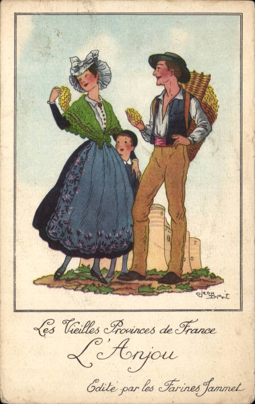 Anjou - Les Vieilles Provins de France - Illustration - Les Farines Jamnet - CPA 