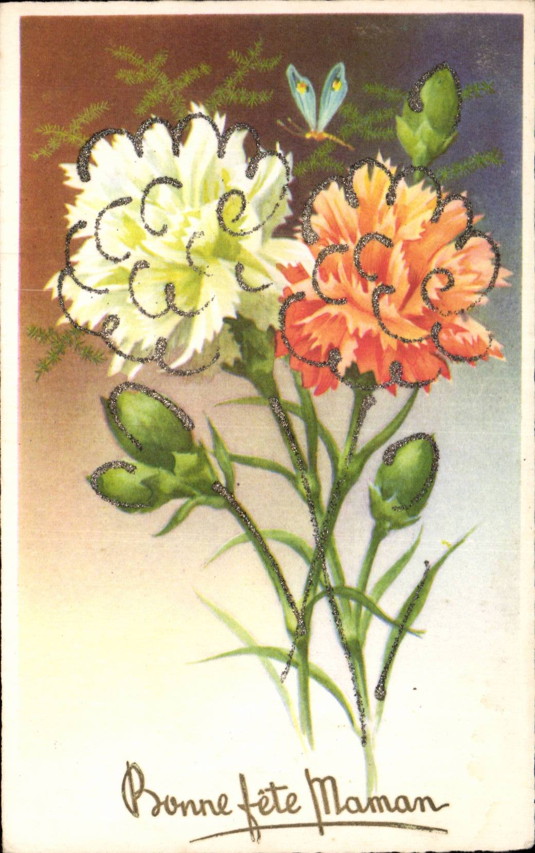 Fleurs Bonne Fete Maman - CPA 