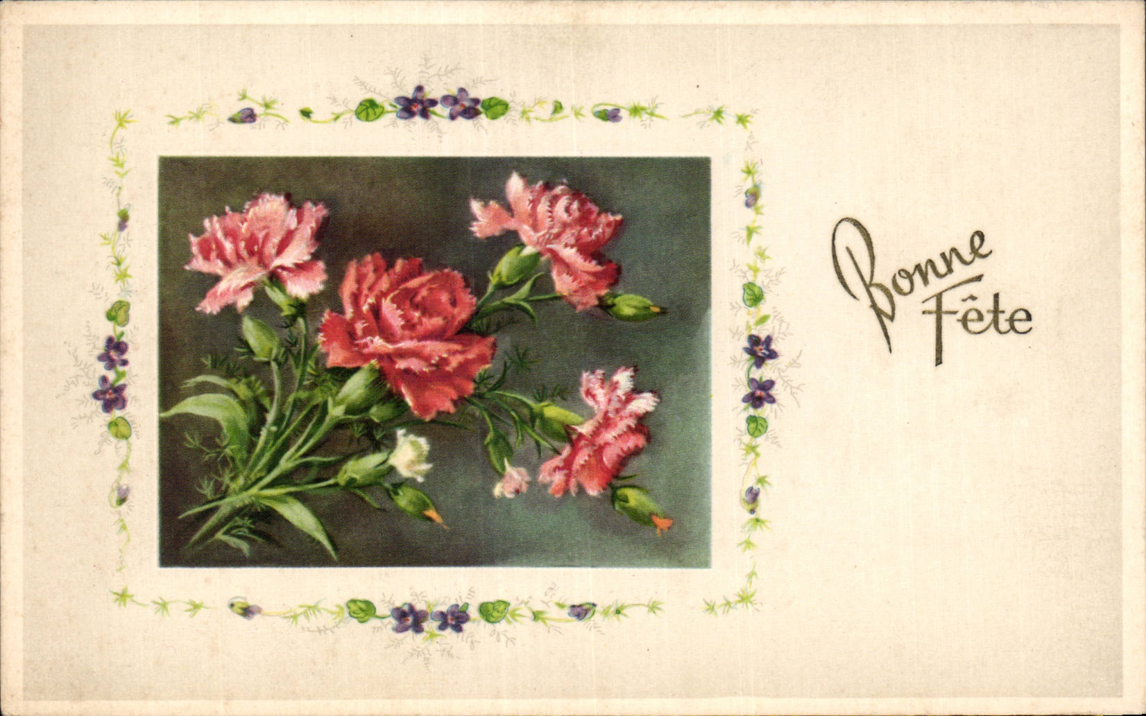 Fleur Oeillet - Carnation - Bonne Fete - CPA 