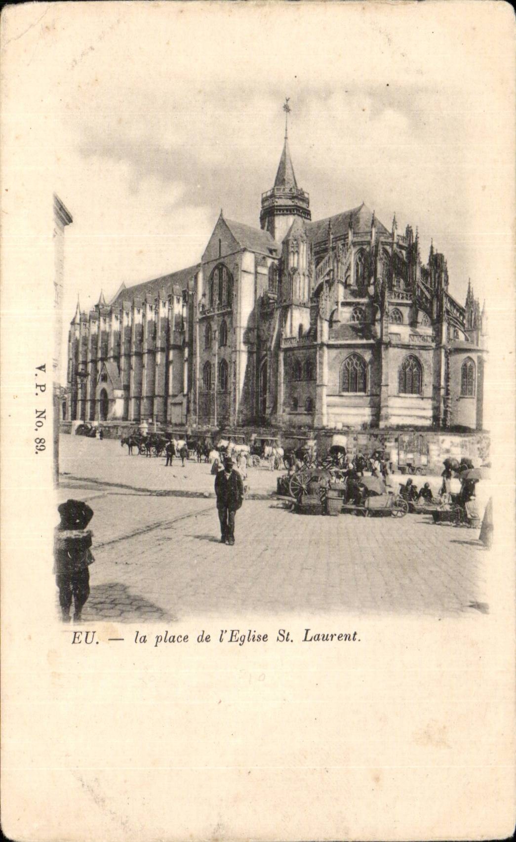 Eu - La Place de l Eglise St Laurent - CPA 
