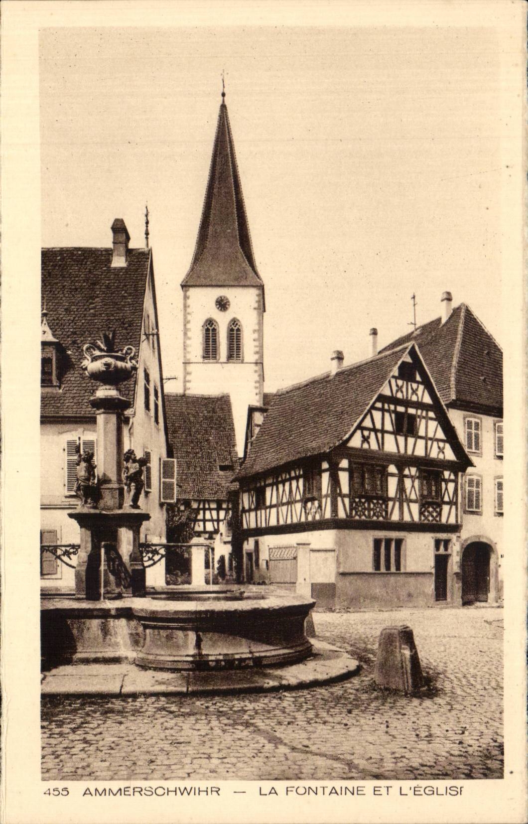 Ammerschwihr - La Fontaine et L Eglise - CPA 