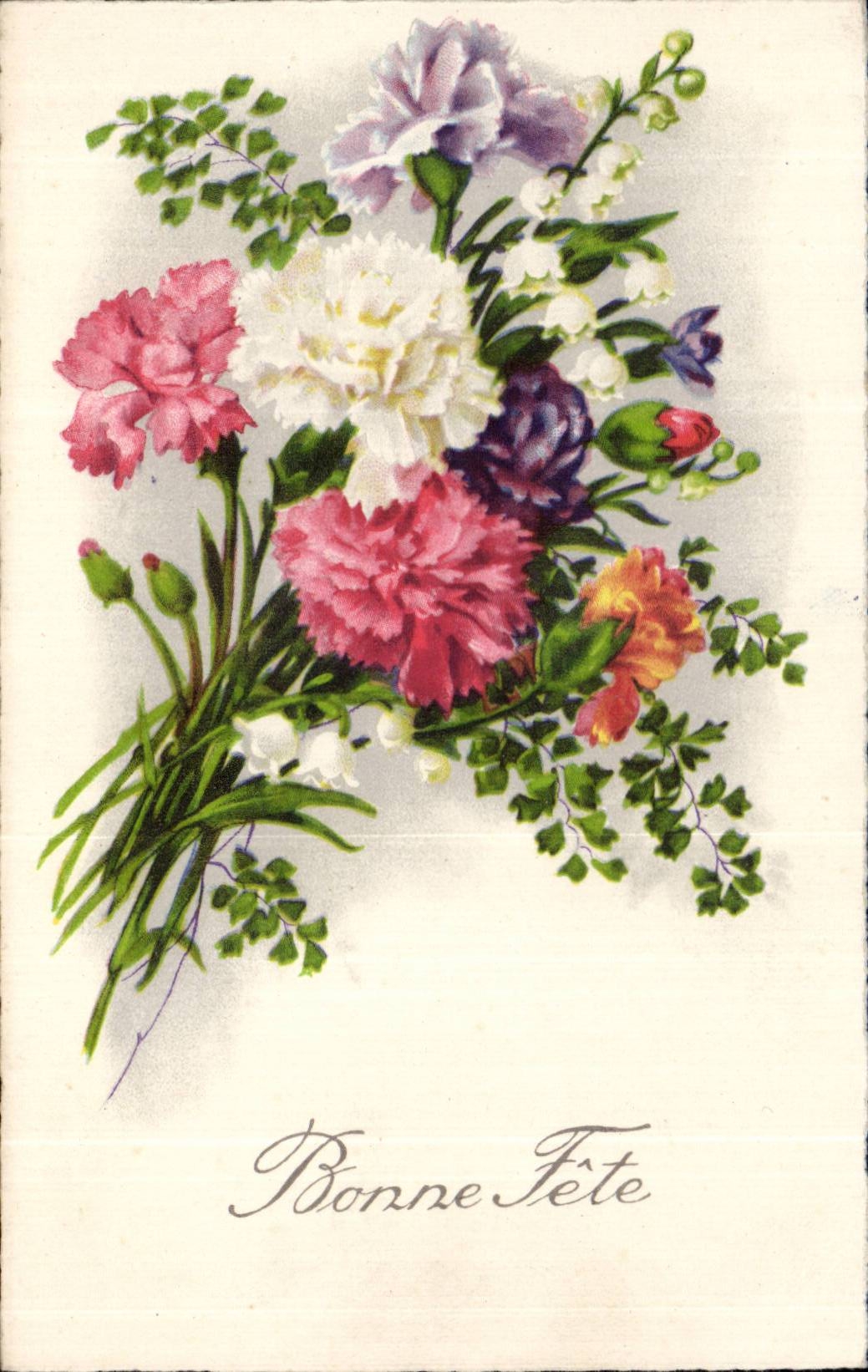 Fleurs Oeillet - Carnation - Bonne Fete - CPA 