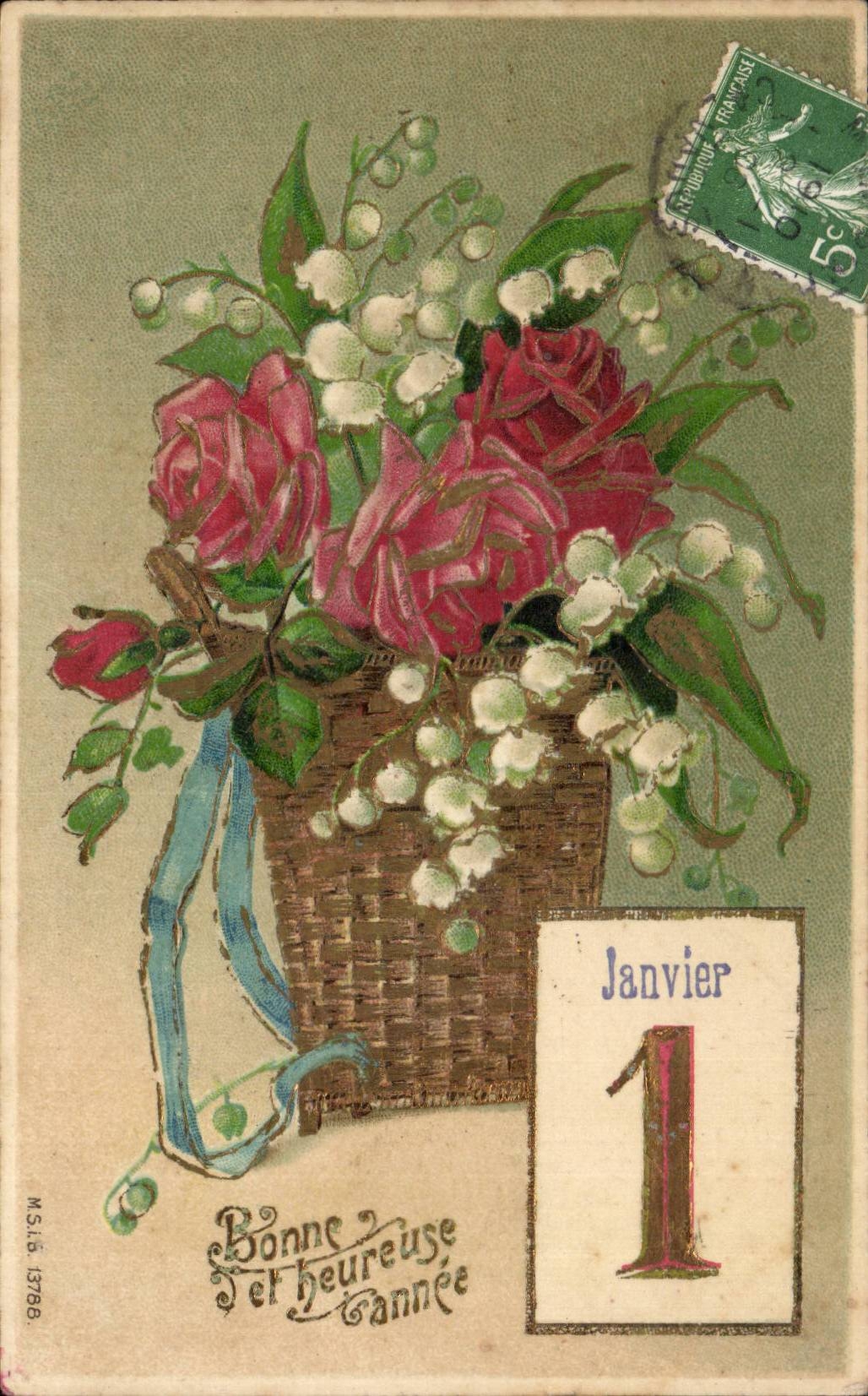 Fleurs Muguet - Lily of the Valley - Janvier I - Bonne Annee - CPA 