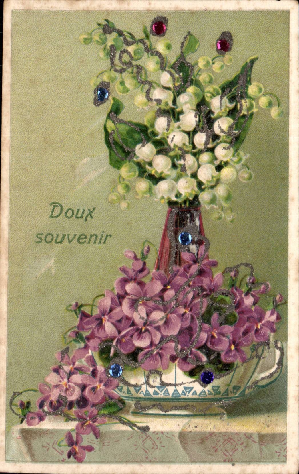 Fleurs Muguet - Lily of the Valley - Doux Souvenir - CPA 
