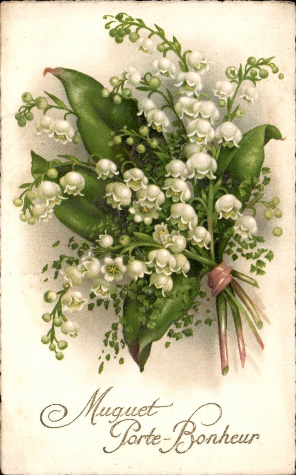 Fleurs Muguet - Lily of the Valley - Porte Bonheur - CPA 
