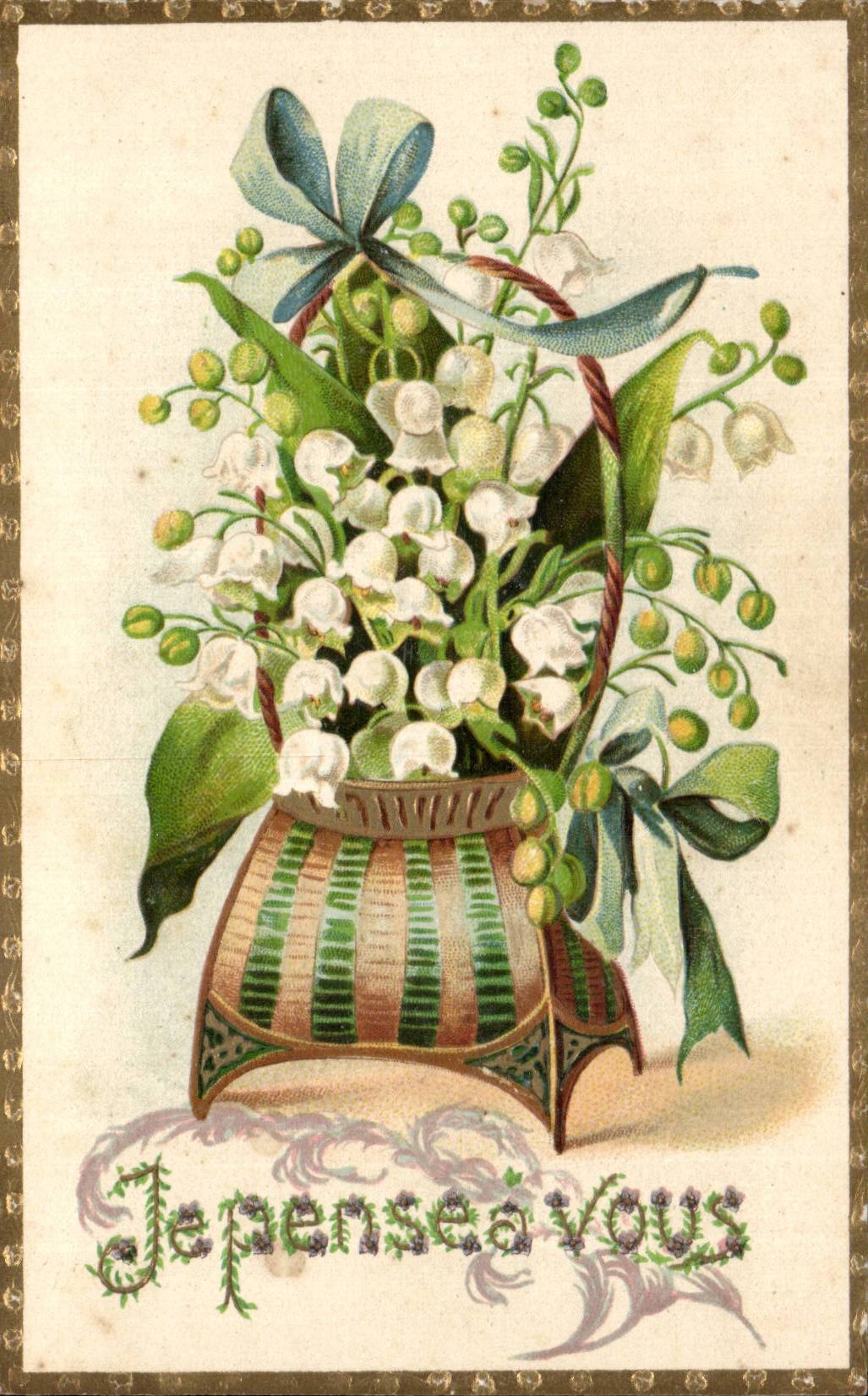 Fleurs Muguet - Lily of the Valley - Porte Bonheur - Je Pense a Vous - CPA 