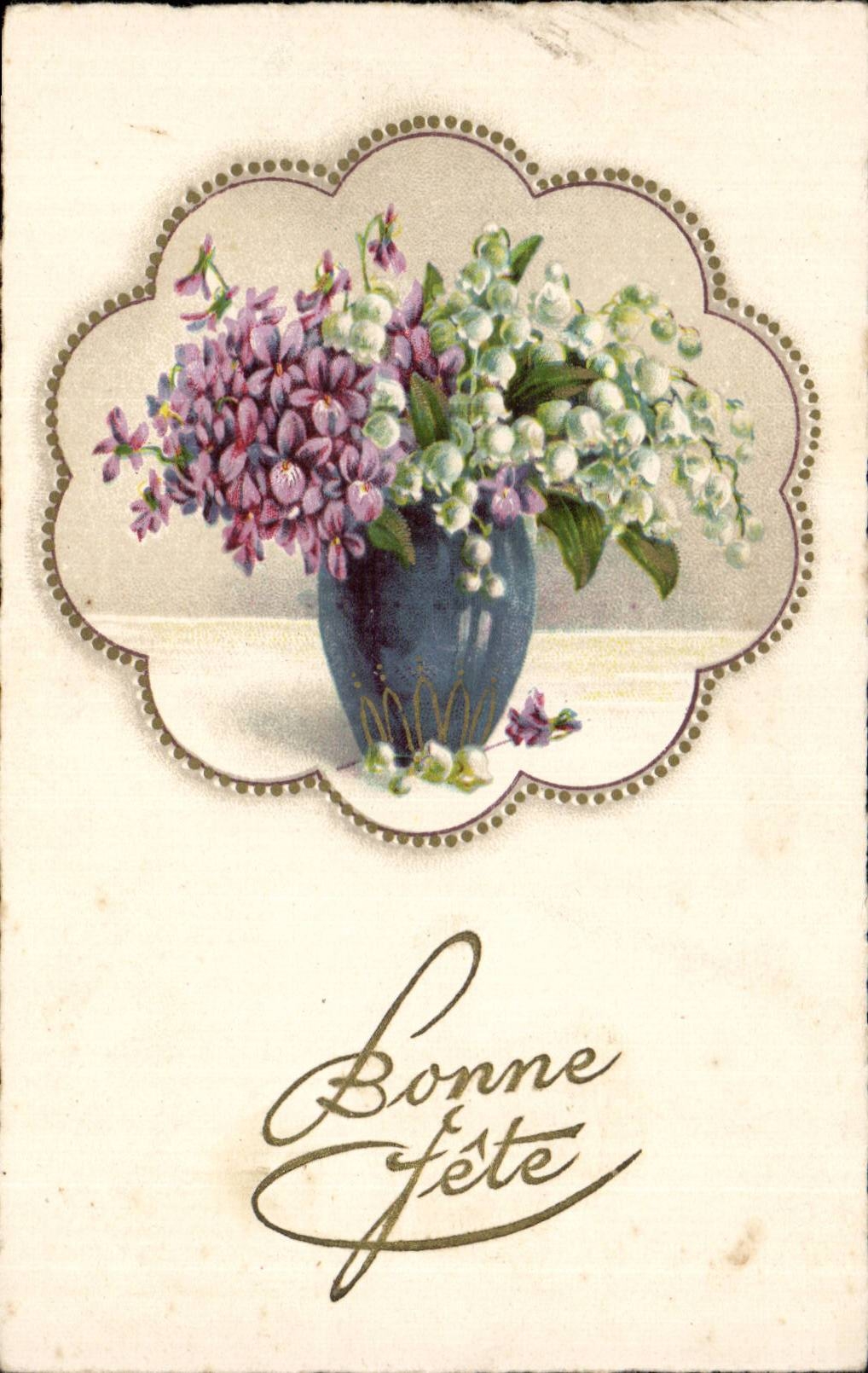 Fleurs Muguet - Lily of the Valley - Porte Bonheur - Bonne Fete - CPA 