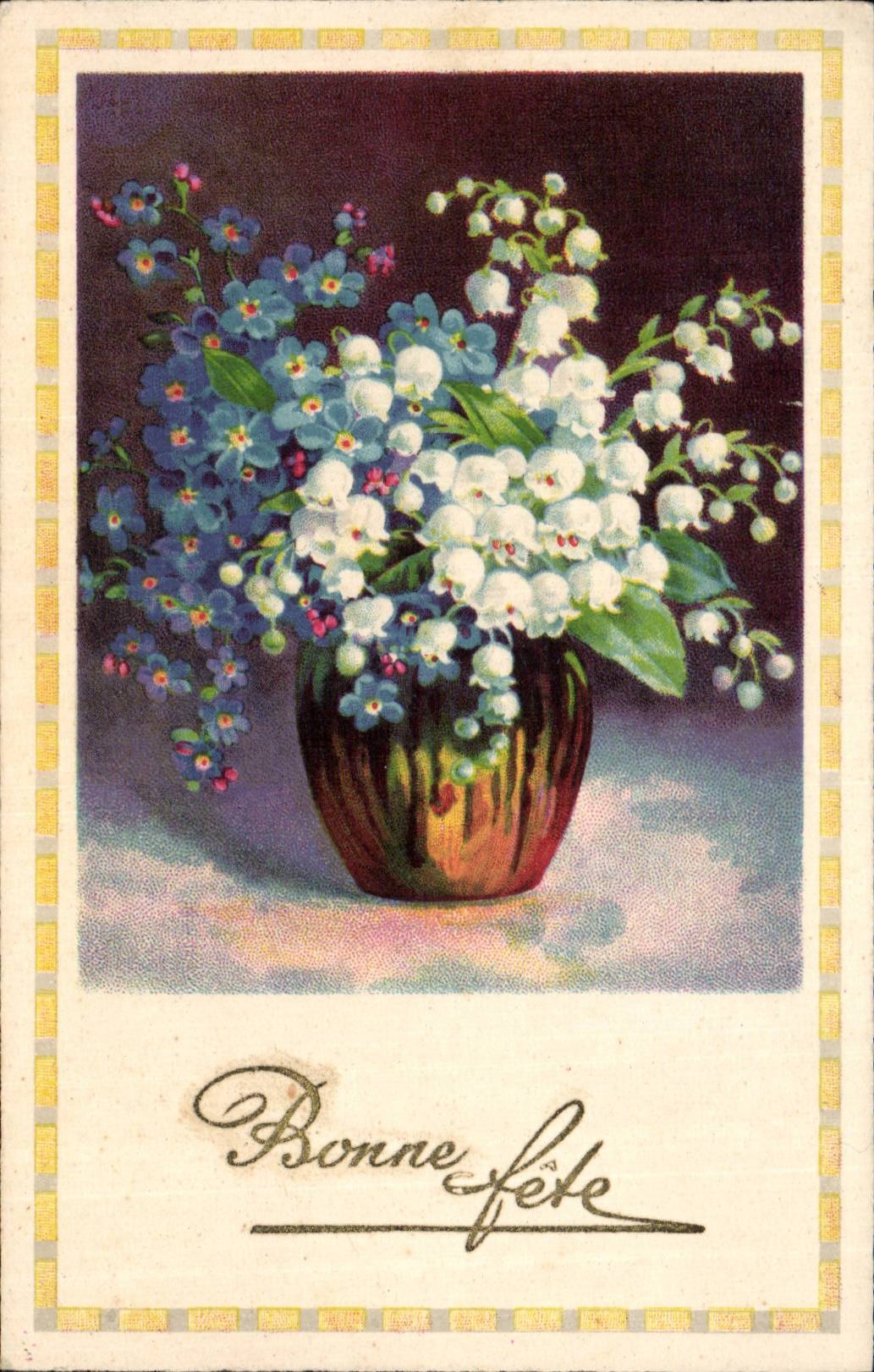 Fleurs Muguet - Lily of the Valley - Porte Bonheur - Bonne Fete - CPA 