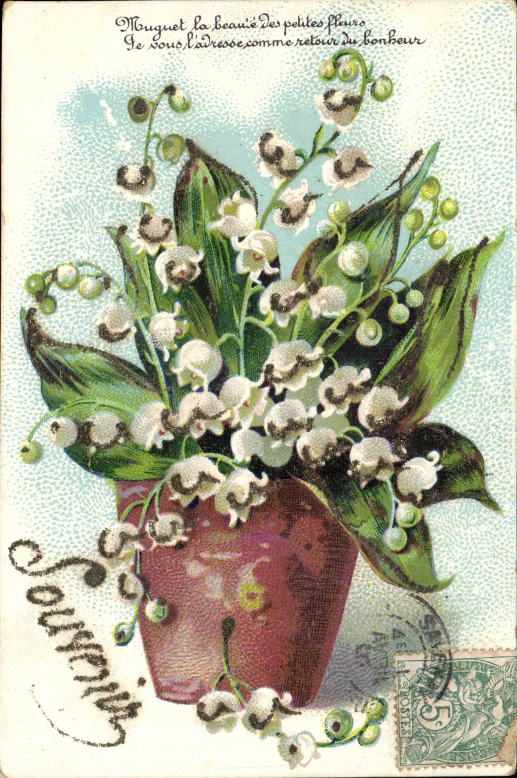 Fleurs Muguet - Lily of the Valley - Porte Bonheur - CPA 