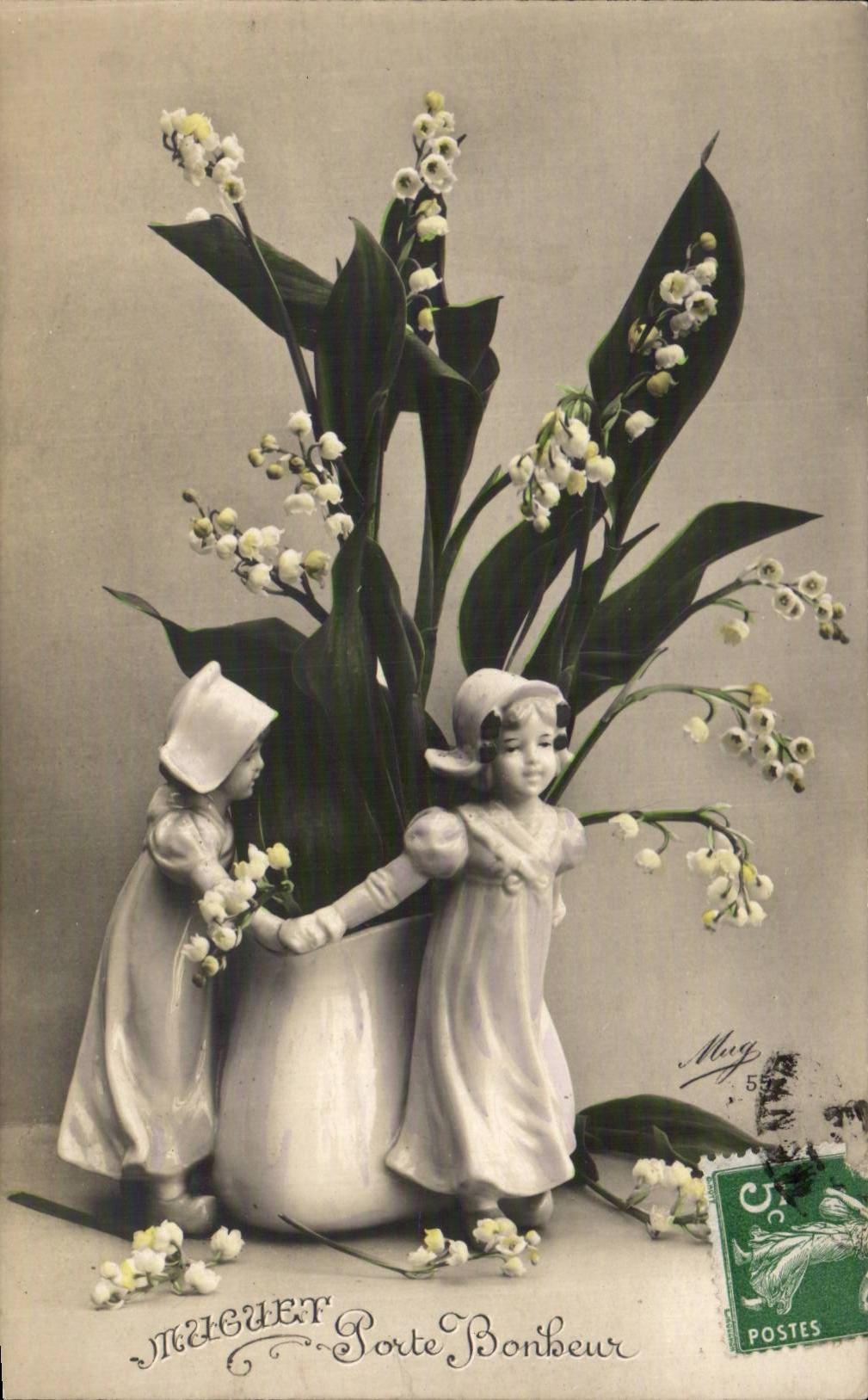 Fleurs Muguet - Lily of the Valley - Porte Bonheur Santons - CPA 
