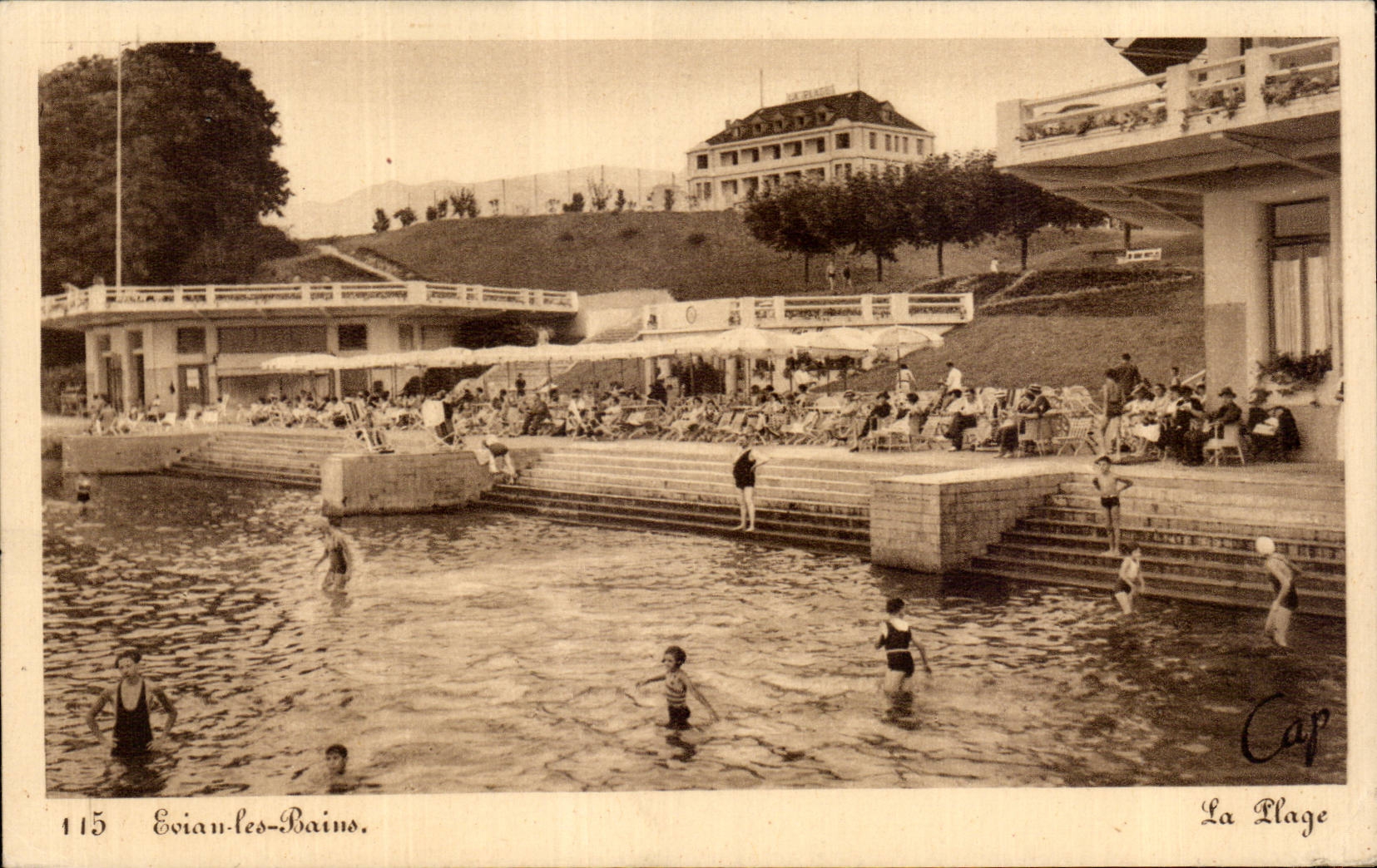 Evian les Bains - the Beach - CPA