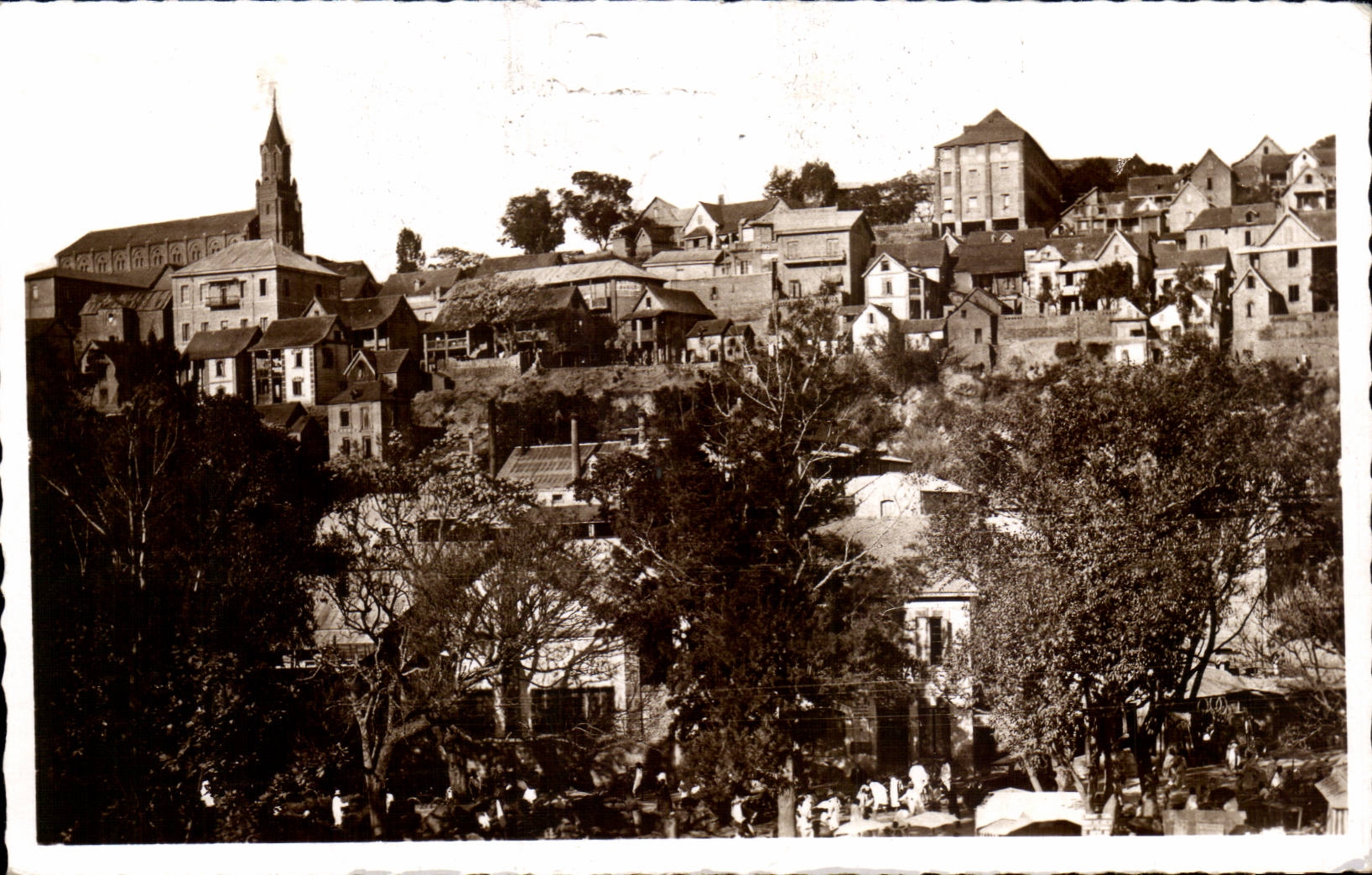 CPSM Madagascar Malagasy Tananarive District of Faravohitra pouring NO Catholic church and school of sisters