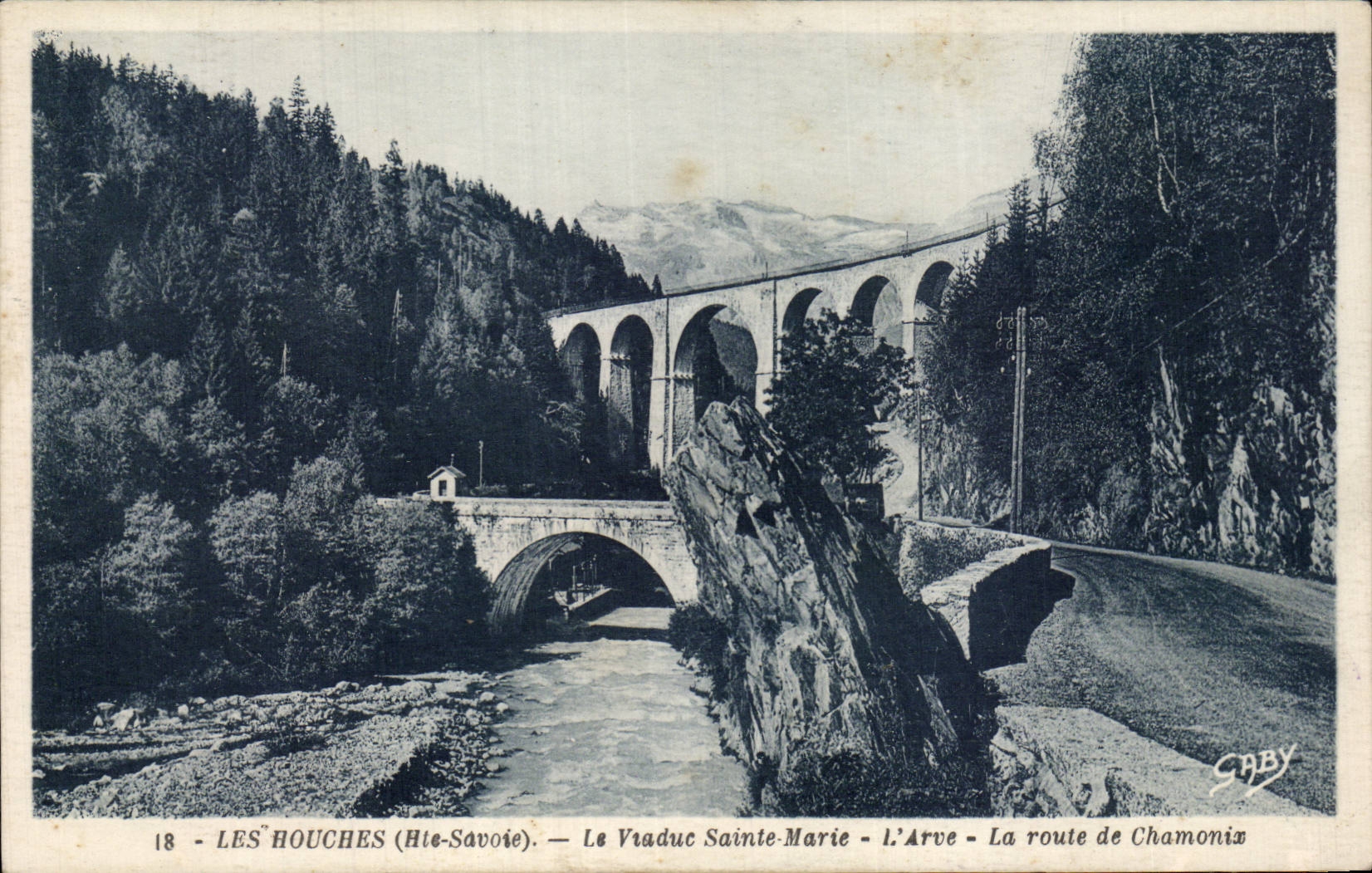 CPA Houches el viaducto Sainte Marie Arve el camino de Chamonix