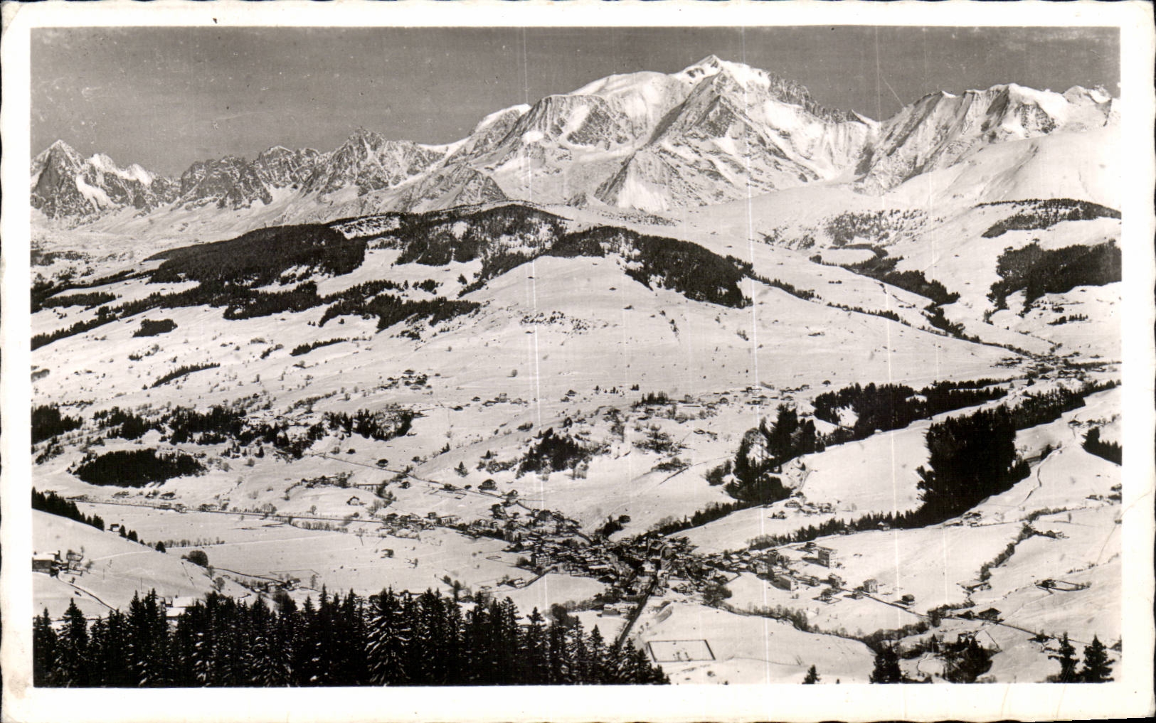 CPA Megeve winter Station and the Mount Blanc