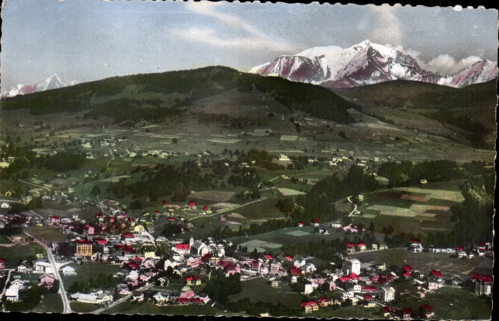 CPSM Megeve and solid mass of Mont Blanc