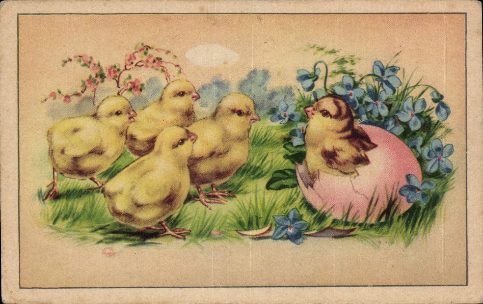 CPA Fantaisie Poussins Paques Easter