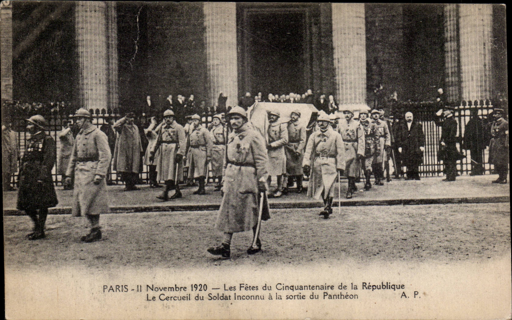 CPA Paris November 11th 1920 festivals of the fiftieth anniversary of the Republic the coffin of the Pantheon unknown soldier