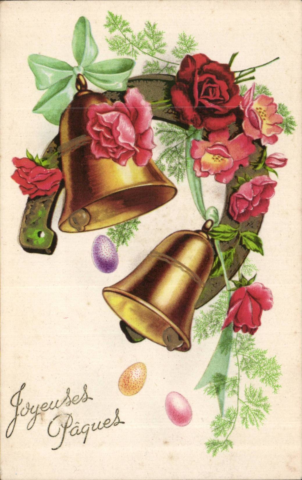 CPA Fantaisie Cloches Paques Easter