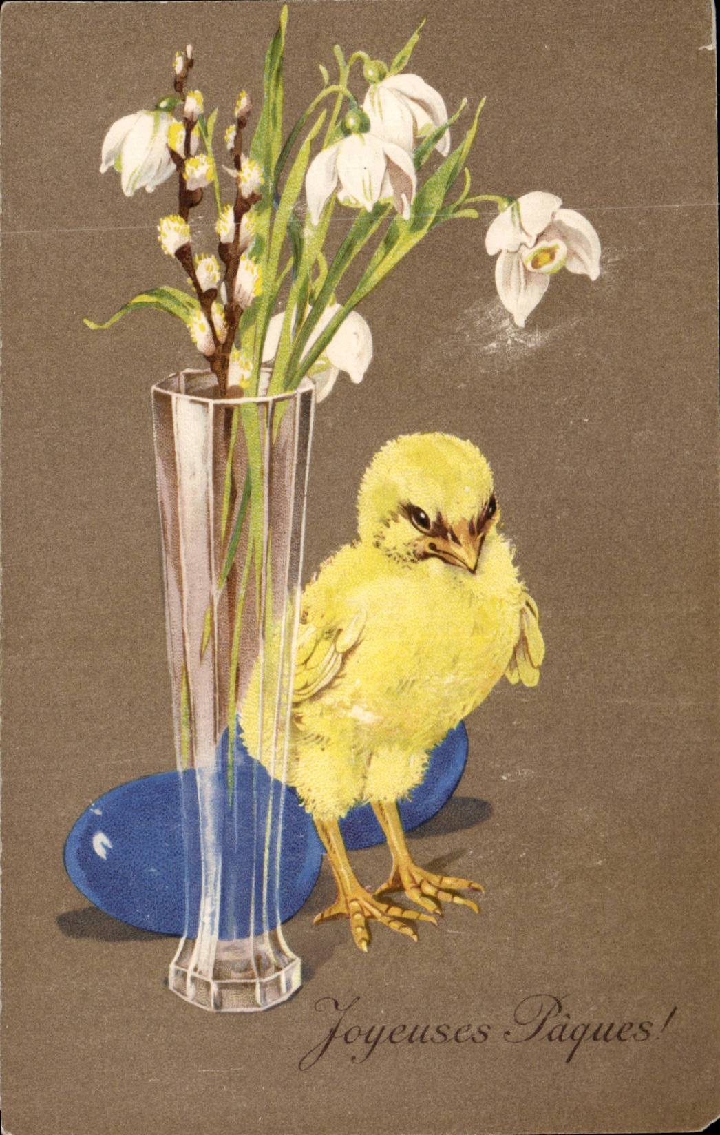 CPA Fantaisie Poussin Paques Easter
