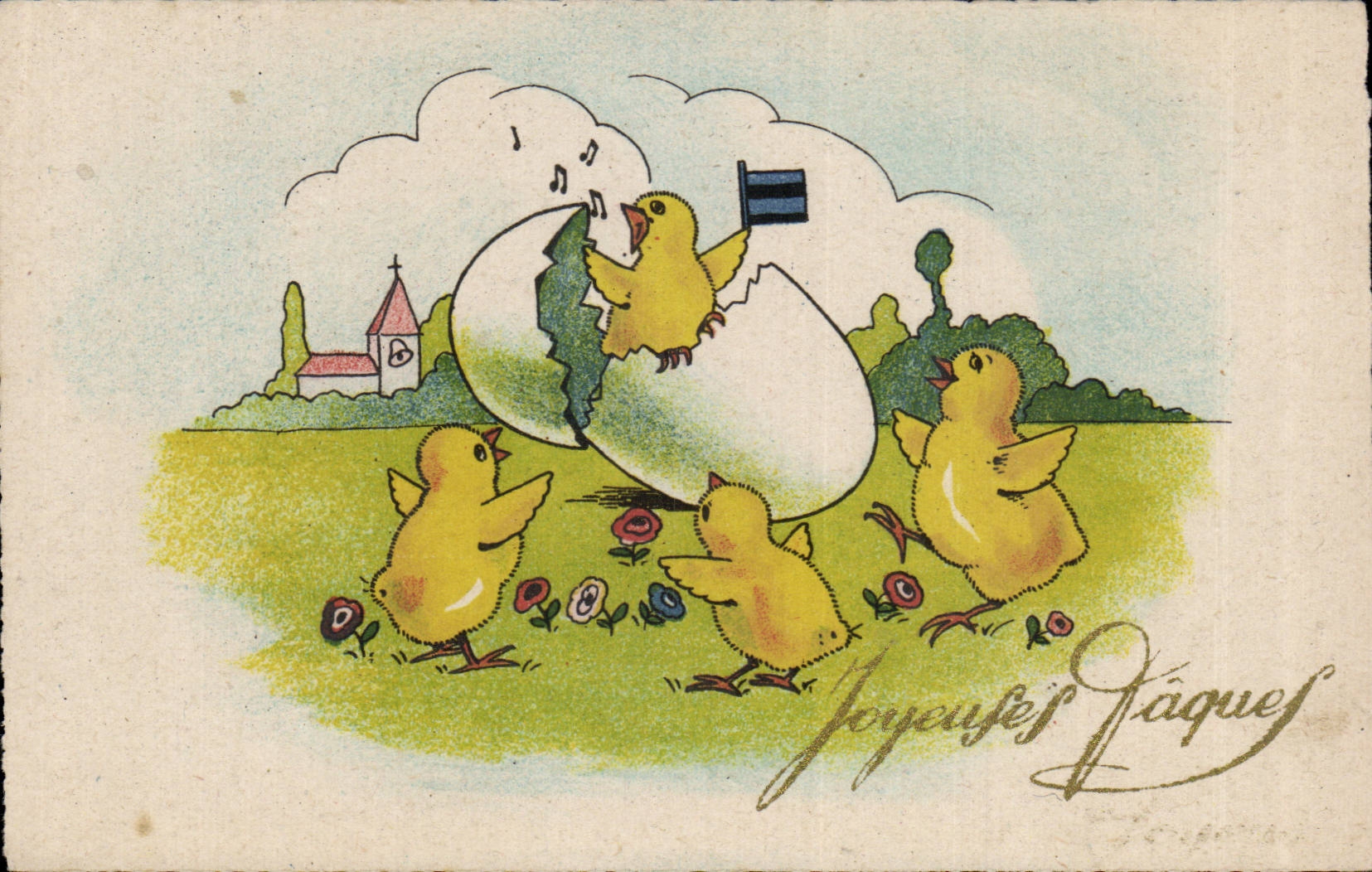 CPA Fantaisie Poussins Oeufs Paques Easter