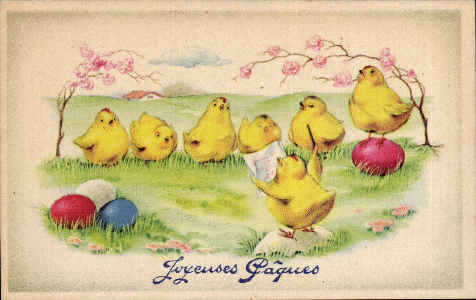 CPA Fantaisie Poussins Oeufs Paques Easter