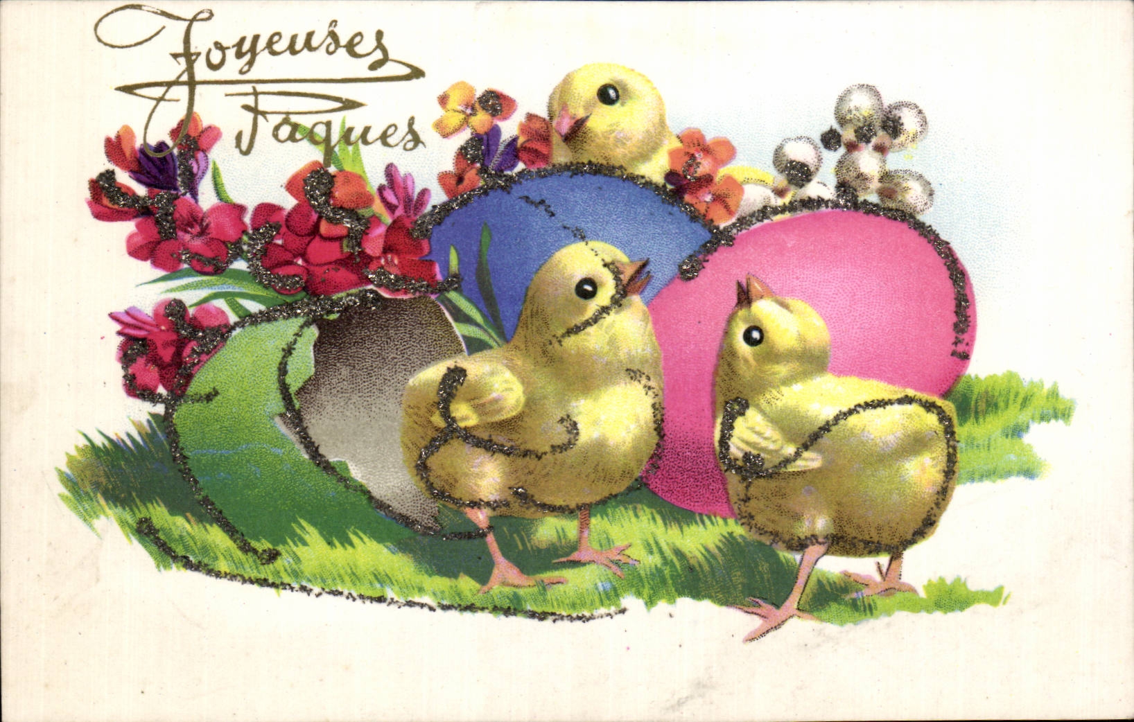 Festivals - Wishes - Holiday - Easter - Easter - Ostern - chick and eggs - CPA