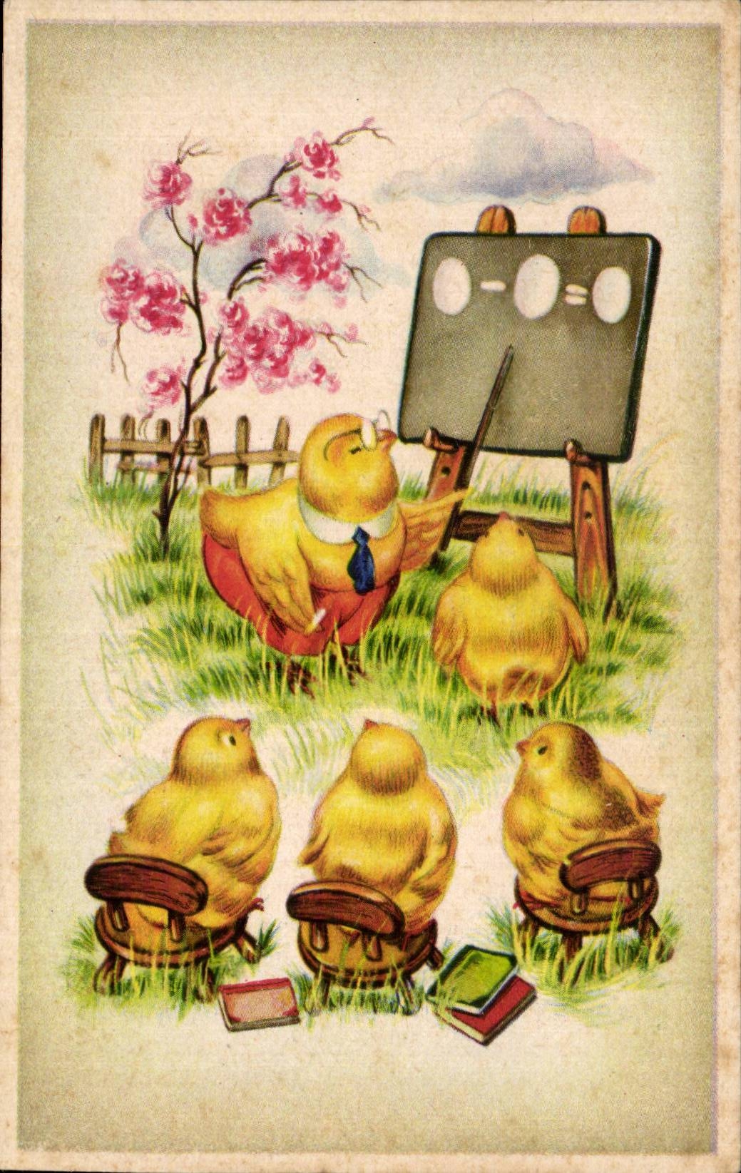 Festivals - Wishes - Holiday - Easter - Easter - Ostern - chicks At school - CPA