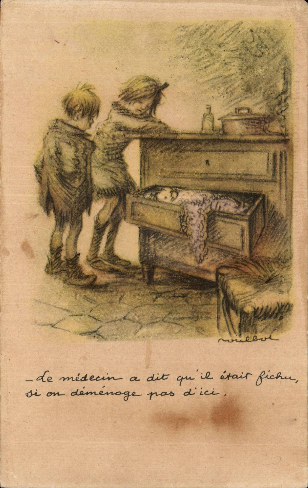 CPA Fantaisie Children the doctor said qu it was rotten Poulbot Illustrateur