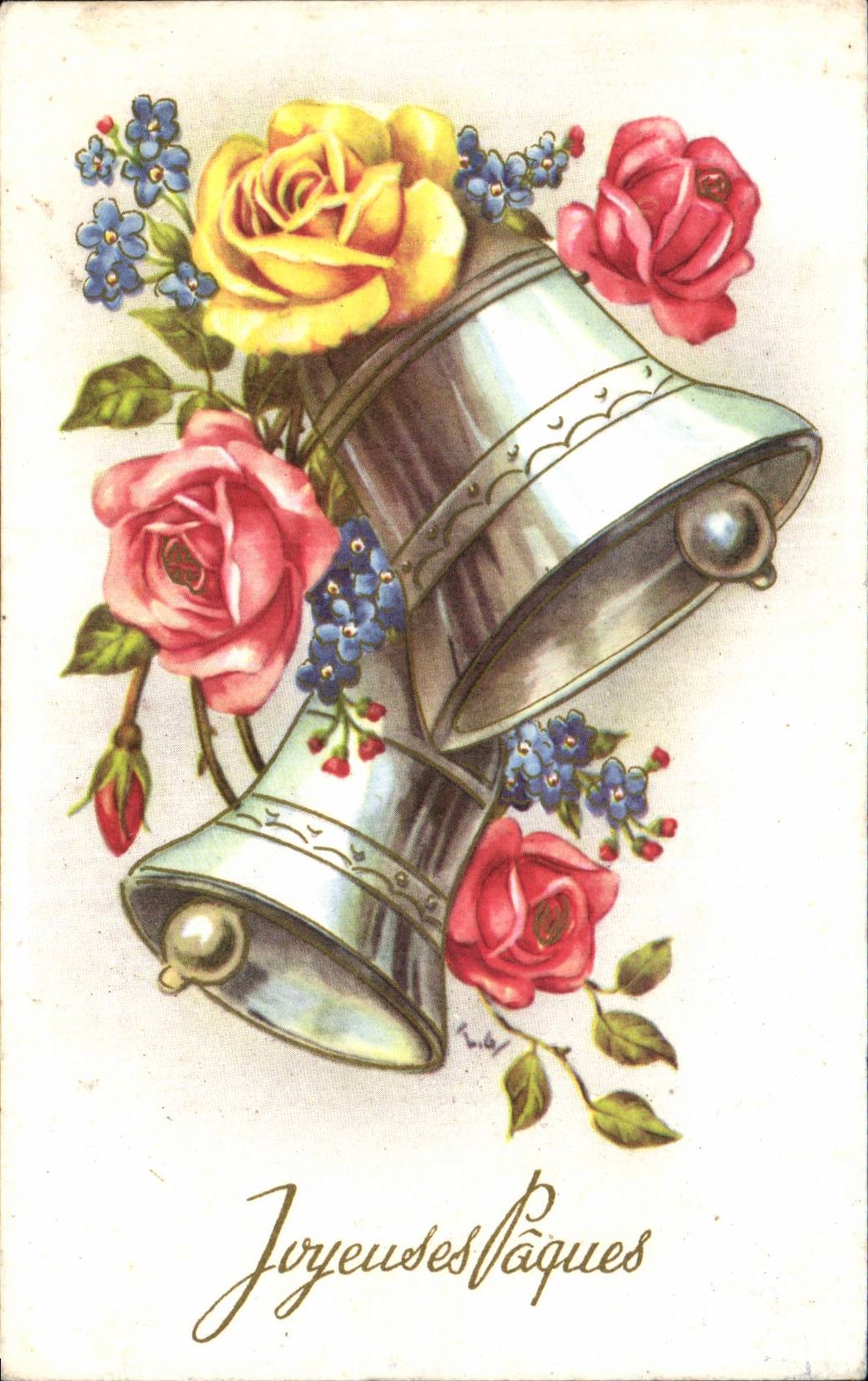 CPA Fantaisie Cloches Joyeuses Paques Easter