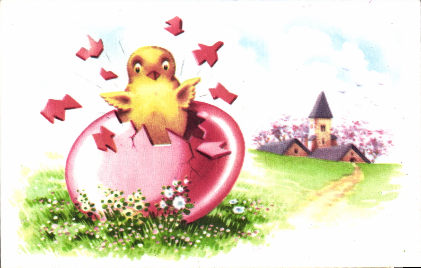 CPA Fantaisie Poussin Joyeuses Paques Easter
