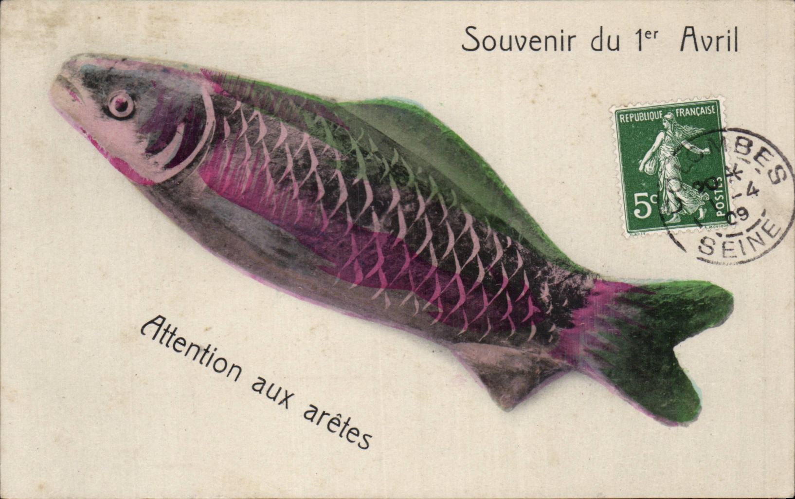 CPA Fantaisie Poisson 1er avril Paques Easter