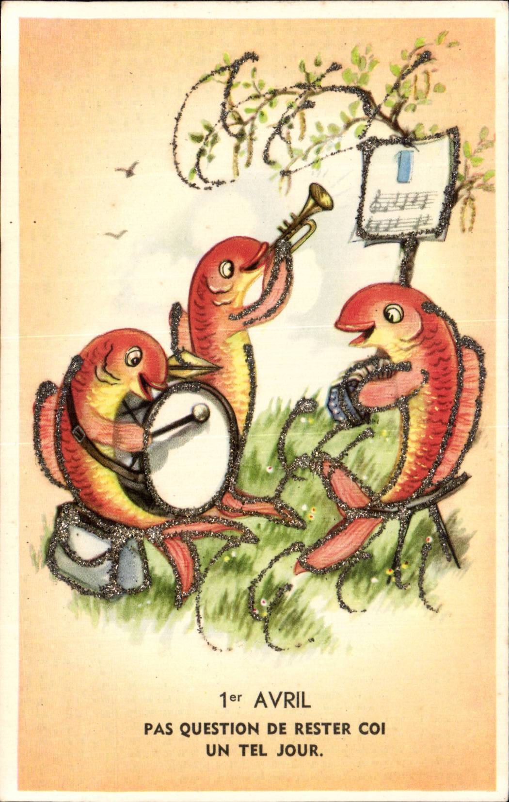 CPA Fantaisie Poissons 1er Avril Paques Easter
