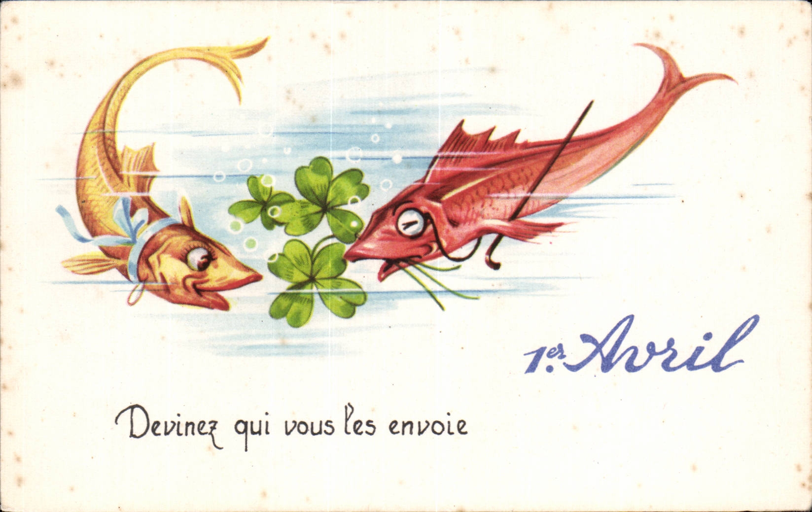 CPA Fantaisie Poissons 1er Avril Paques Easter