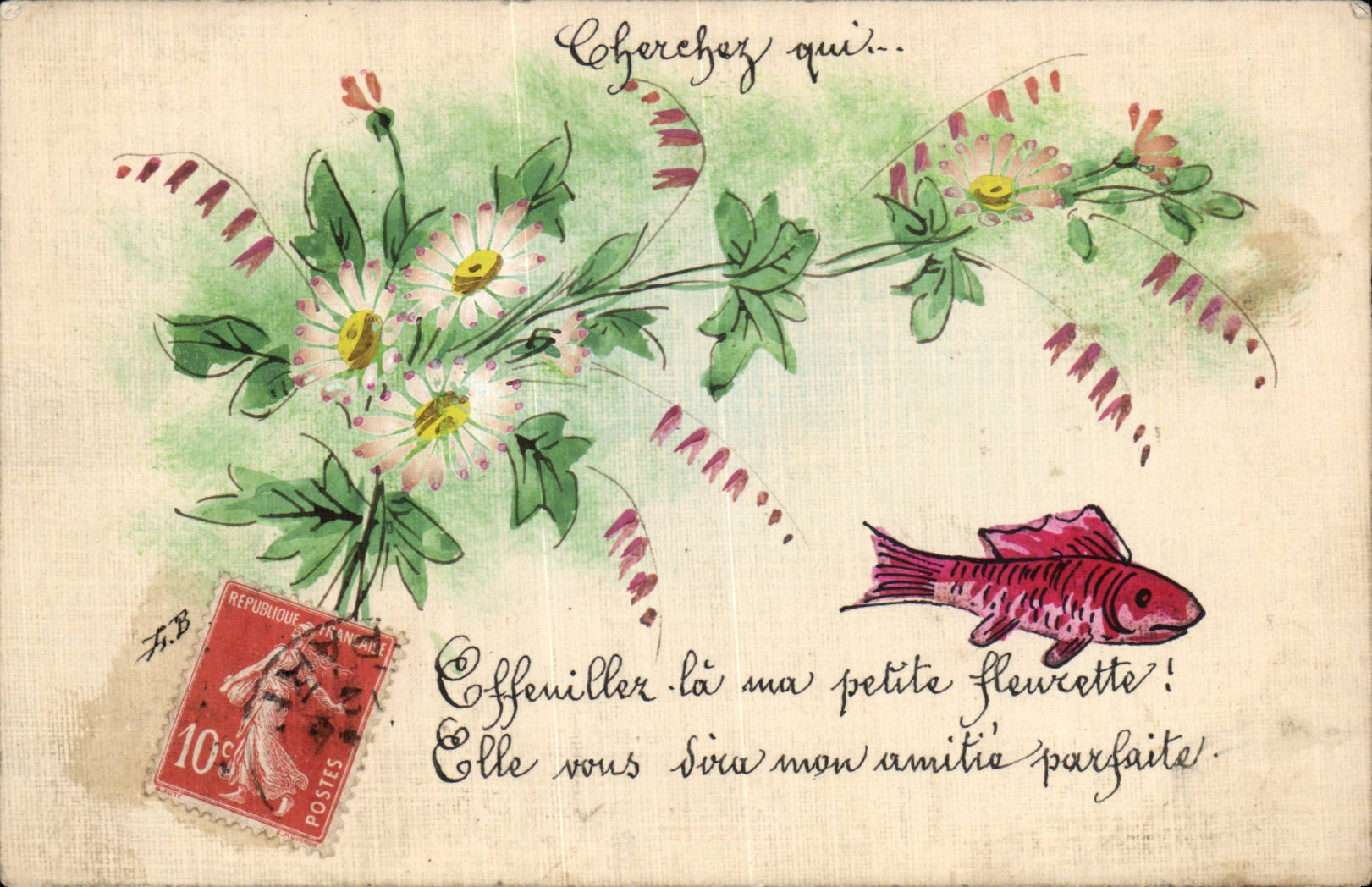 CPA Fantaisie Poisson 1er Avril Paques Easter