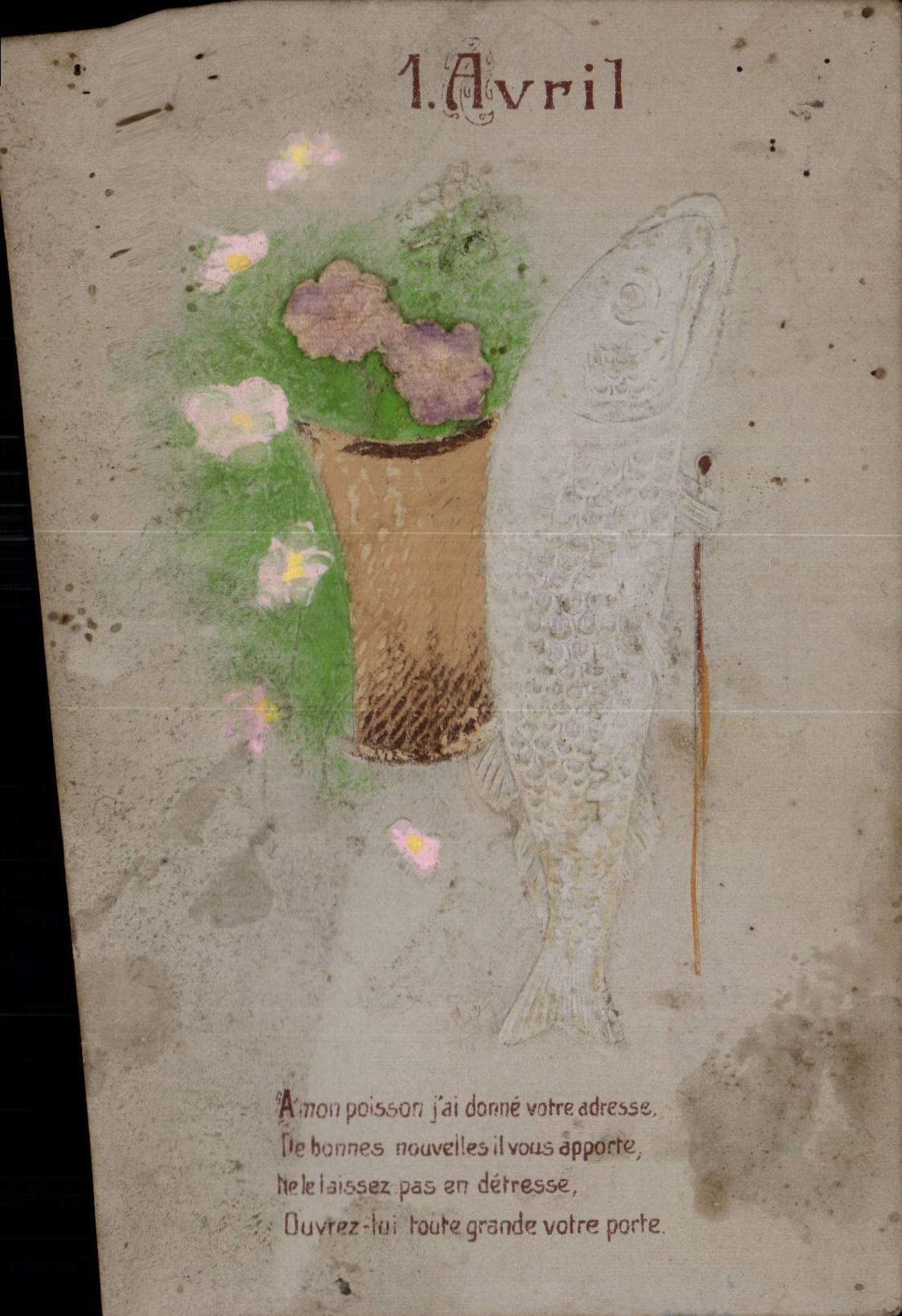 CPA Fantaisie Poisson 1er Avril Paques Easter