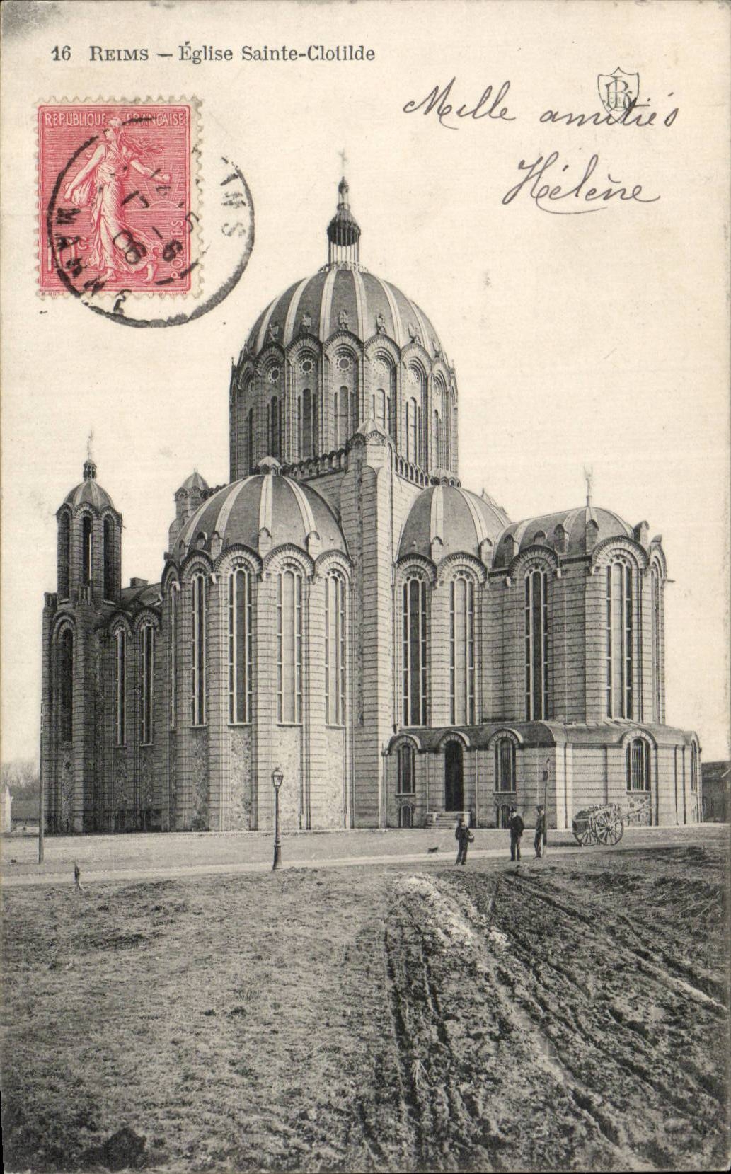 CPA Reims Church Sainte Clotilde