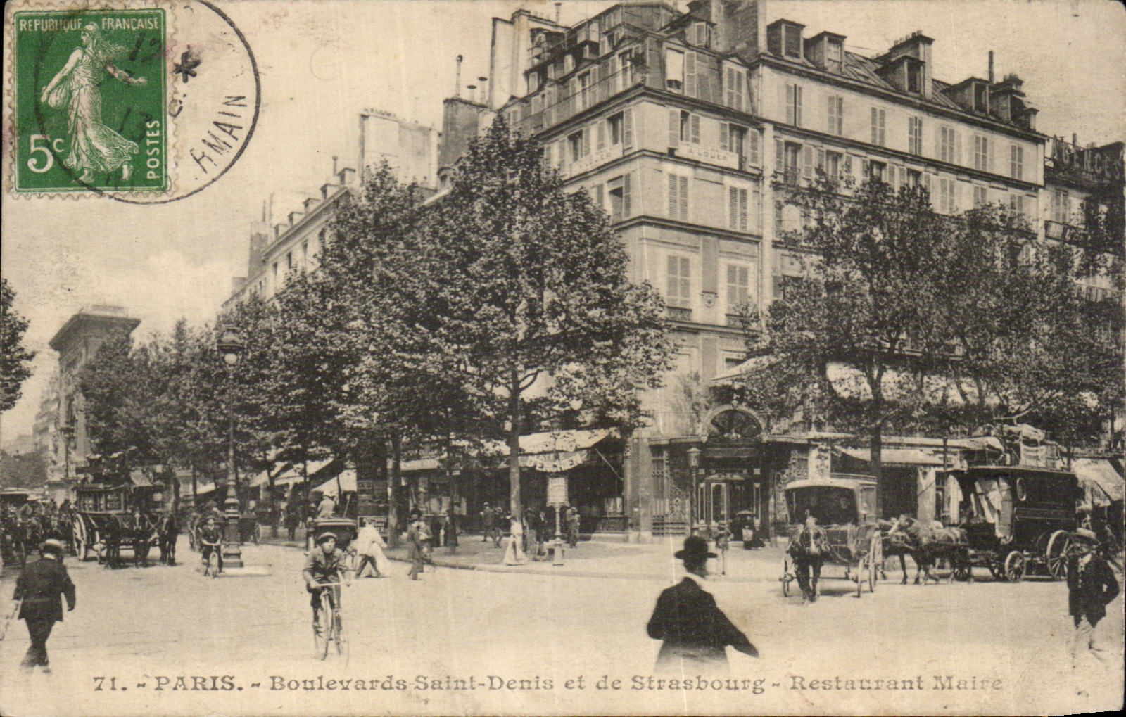 Paris - 10 - Boulevard Saint Denis et Stasbourg Restaurant Maire - CPA
