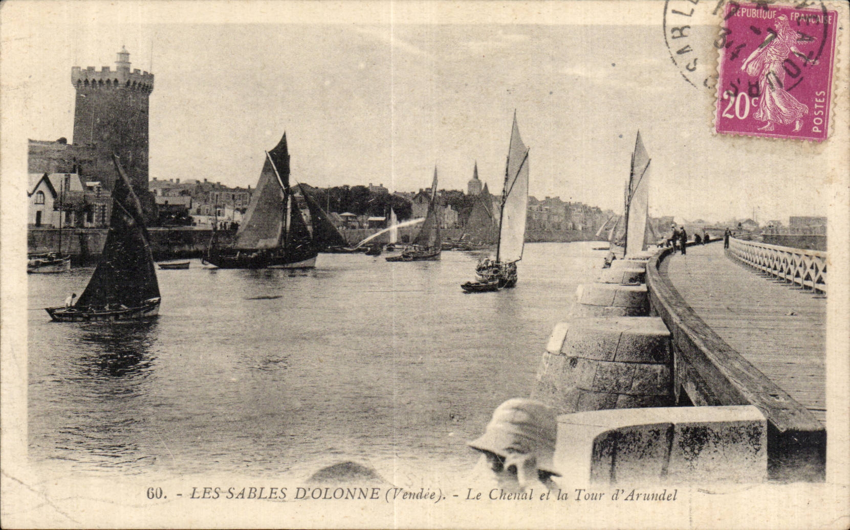 Sands Olonne - the Channel and the Arundel Tower - CPA